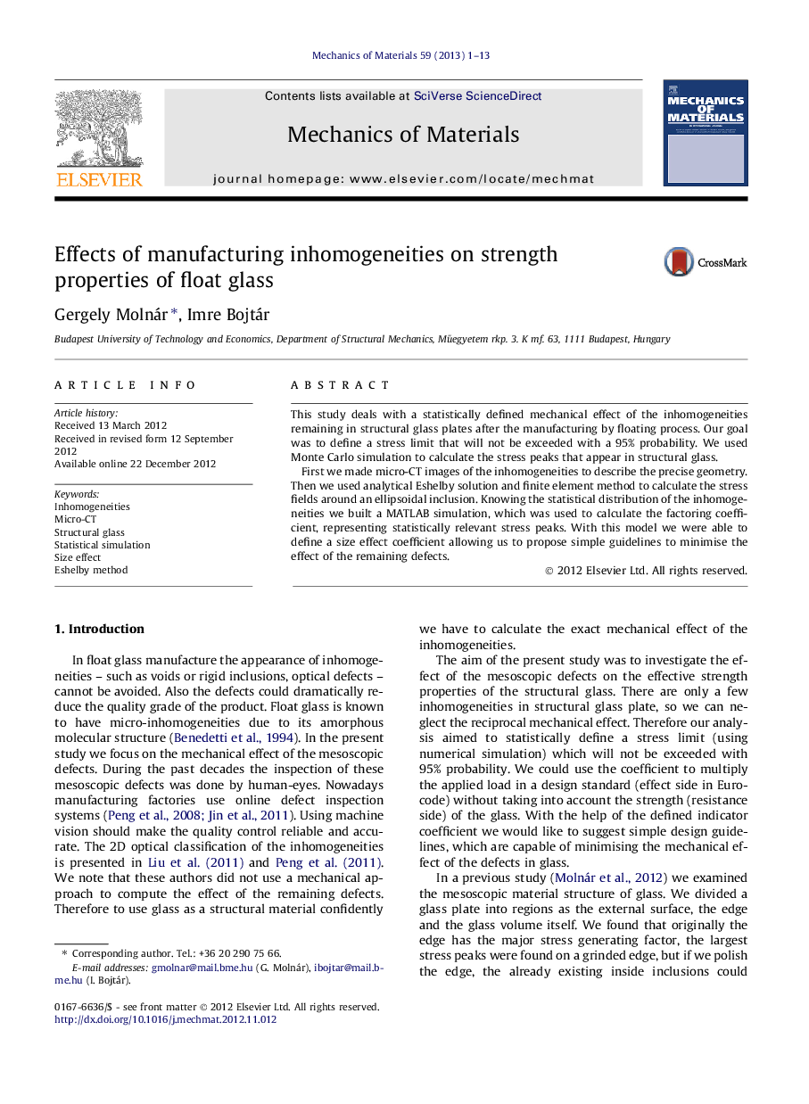 Effects of manufacturing inhomogeneities on strength properties of float glass