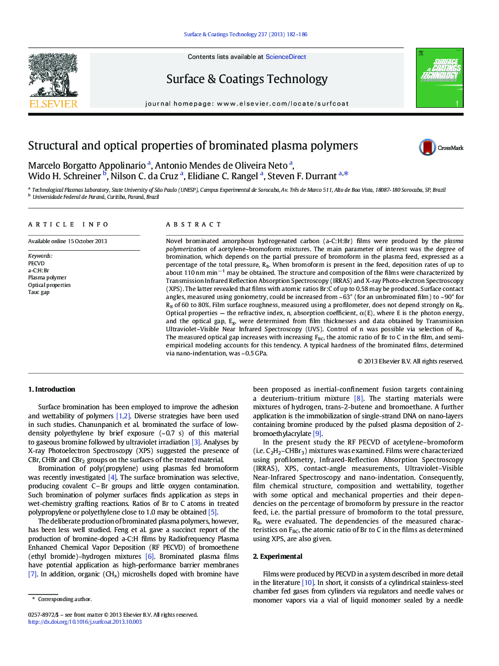 Structural and optical properties of brominated plasma polymers