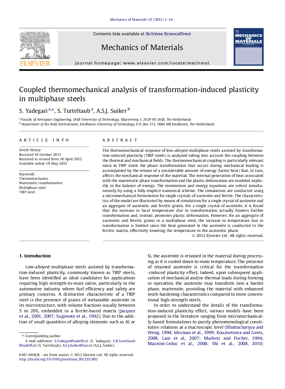 Coupled thermomechanical analysis of transformation-induced plasticity in multiphase steels