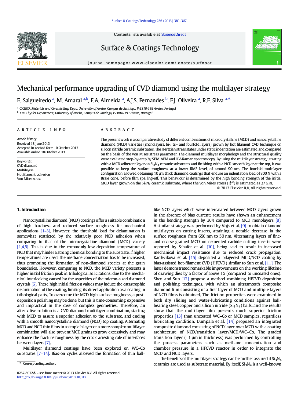 Mechanical performance upgrading of CVD diamond using the multilayer strategy