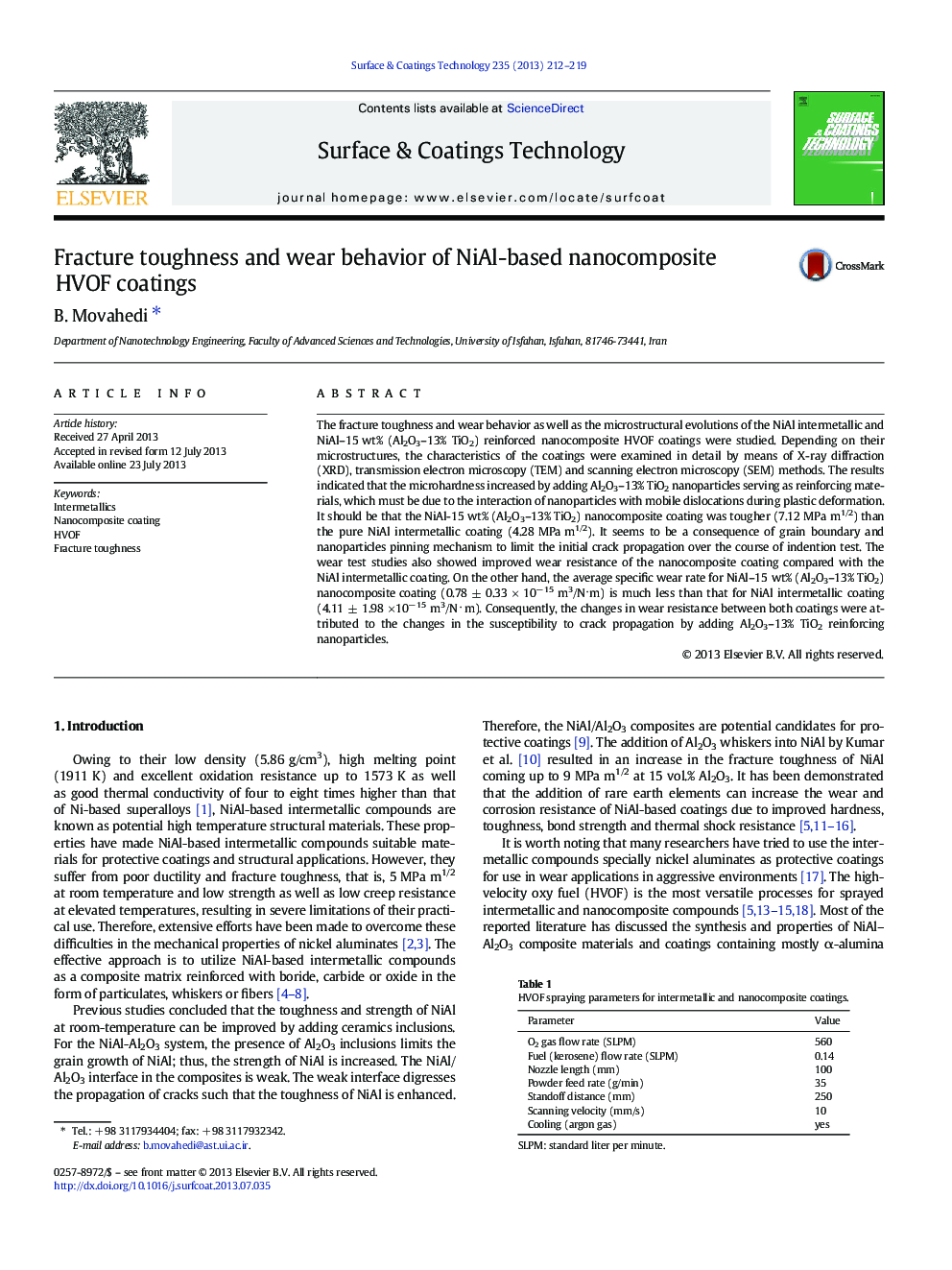 Fracture toughness and wear behavior of NiAl-based nanocomposite HVOF coatings