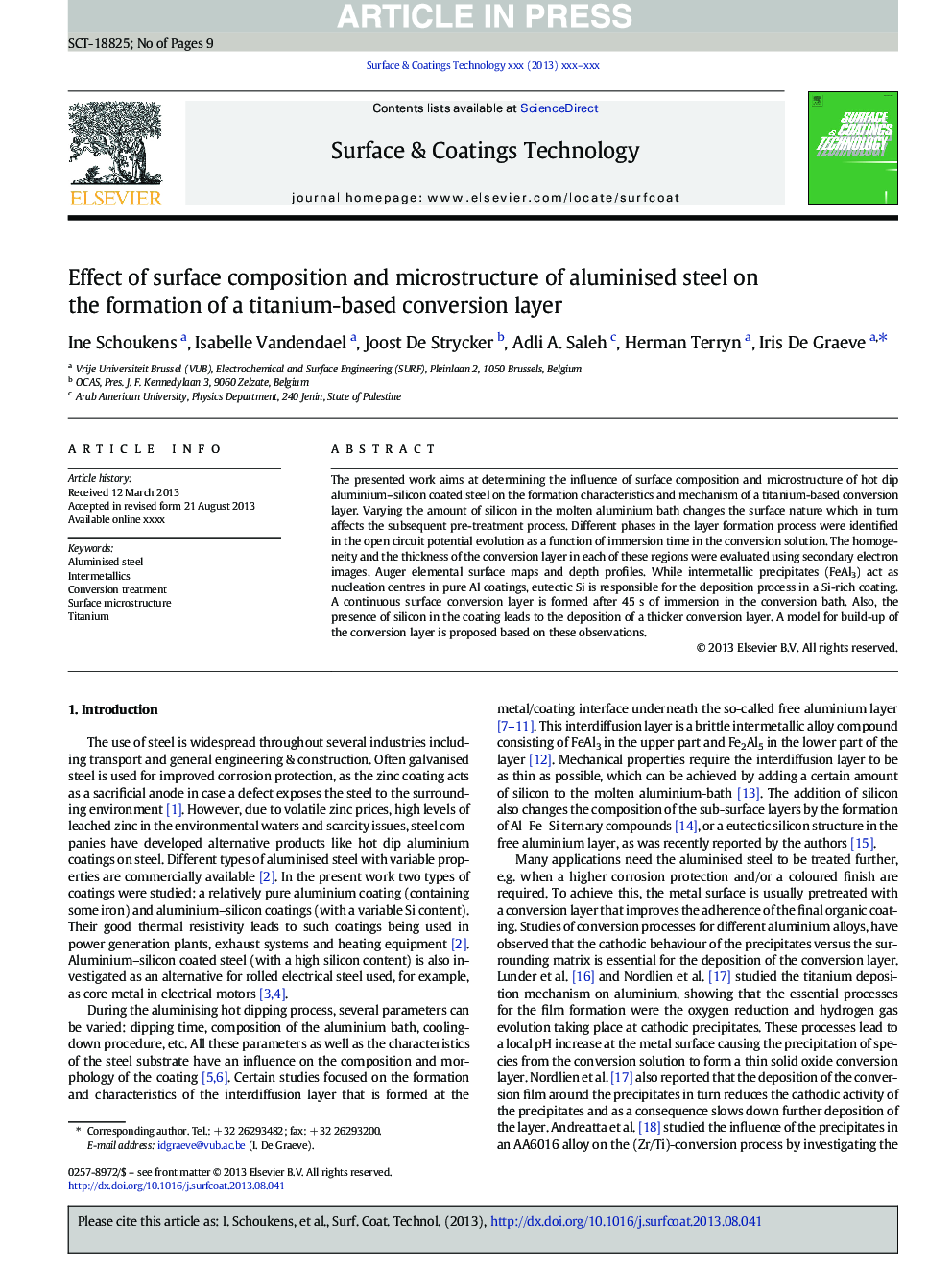 Effect of surface composition and microstructure of aluminised steel on the formation of a titanium-based conversion layer