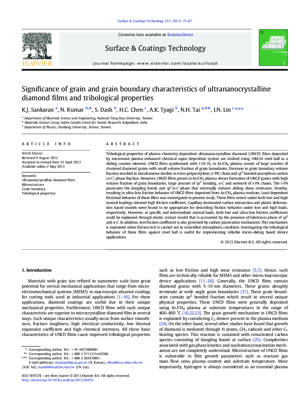 Significance of grain and grain boundary characteristics of ultrananocrystalline diamond films and tribological properties