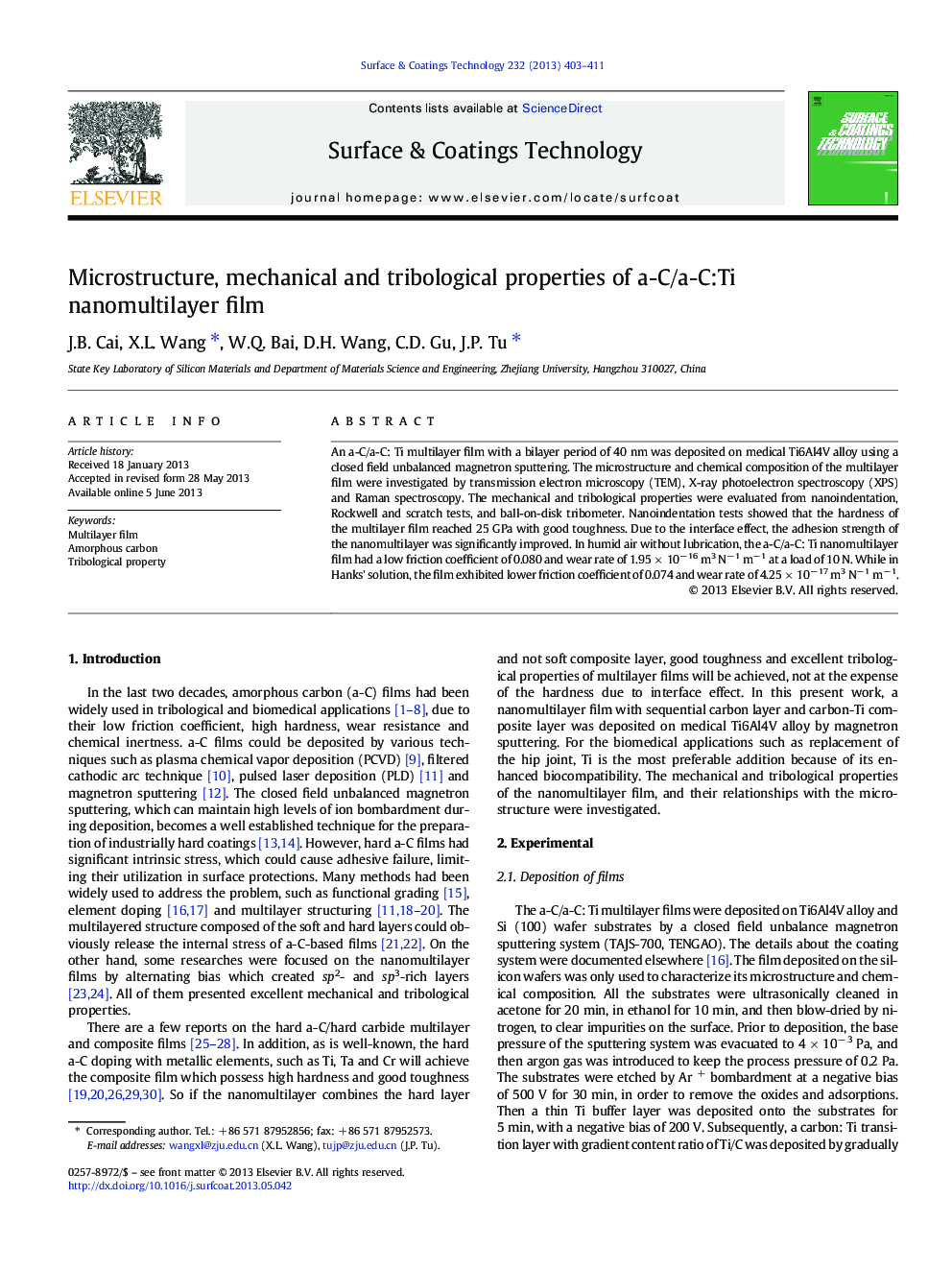 Microstructure, mechanical and tribological properties of a-C/a-C:Ti nanomultilayer film