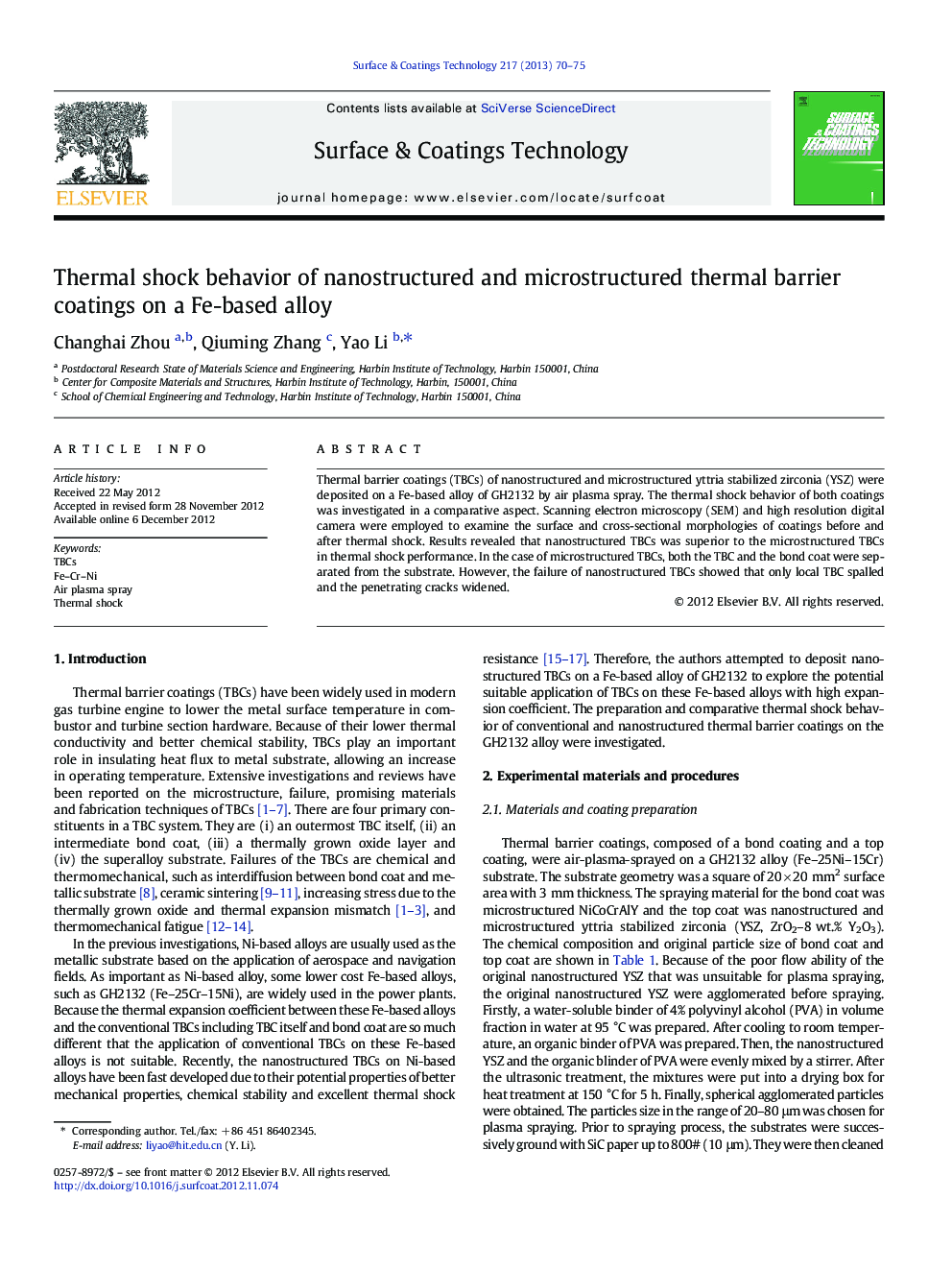 Thermal shock behavior of nanostructured and microstructured thermal barrier coatings on a Fe-based alloy