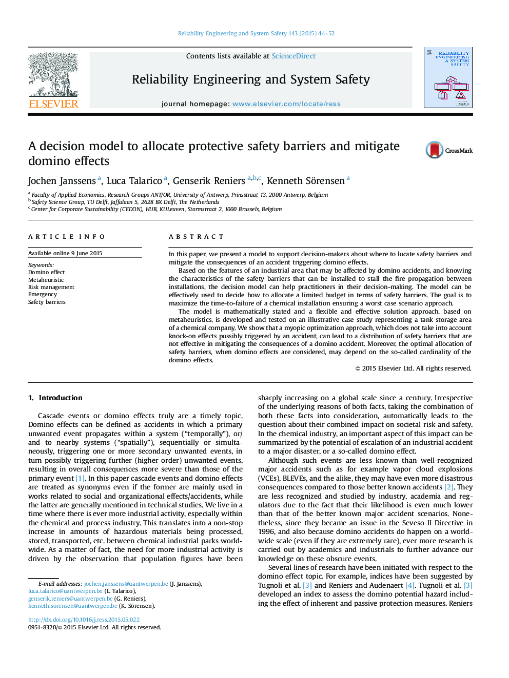 A decision model to allocate protective safety barriers and mitigate domino effects