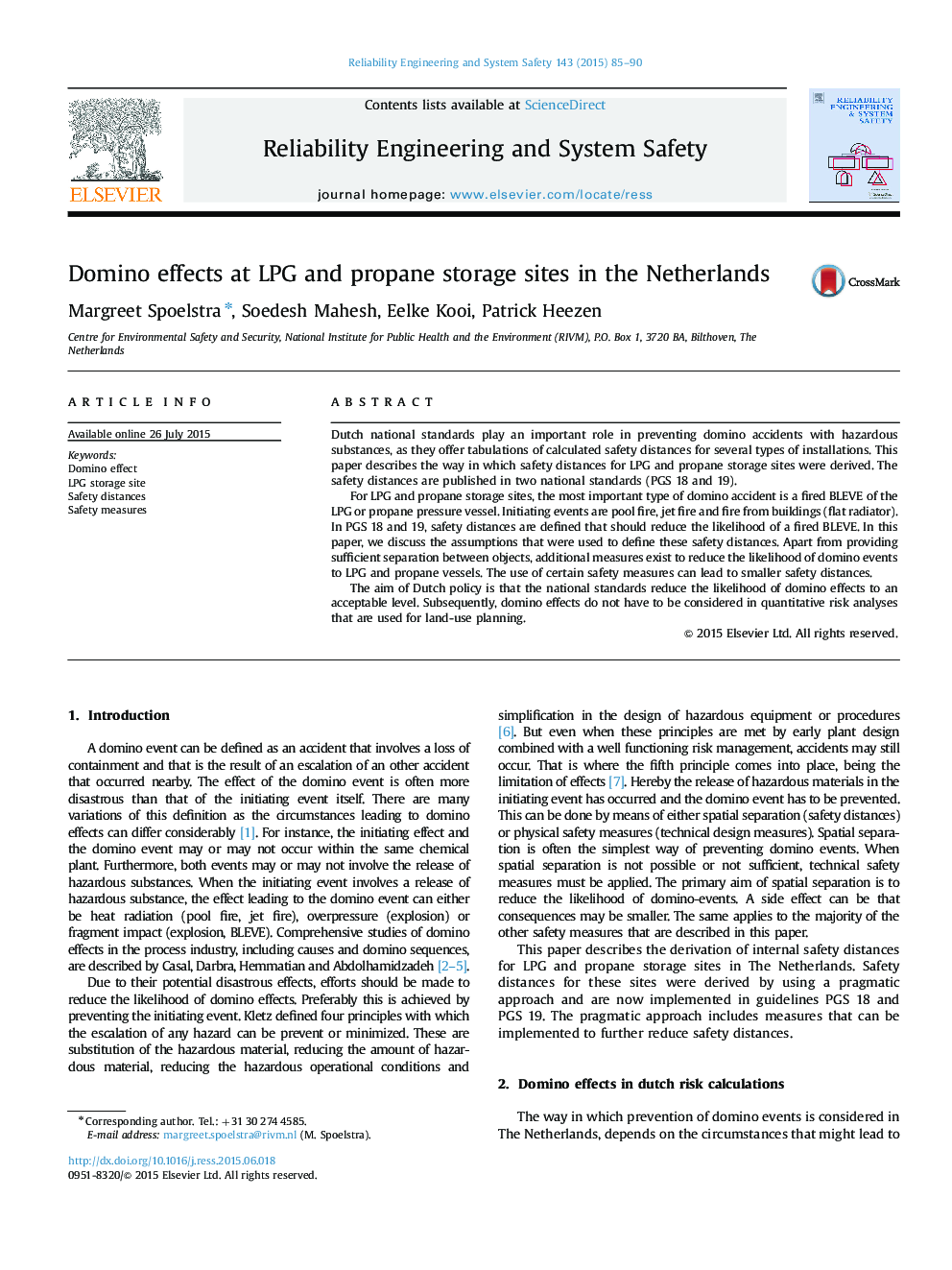 Domino effects at LPG and propane storage sites in the Netherlands