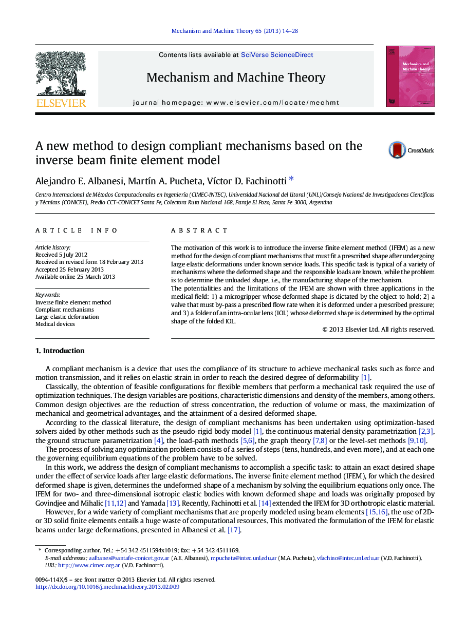 A new method to design compliant mechanisms based on the inverse beam finite element model