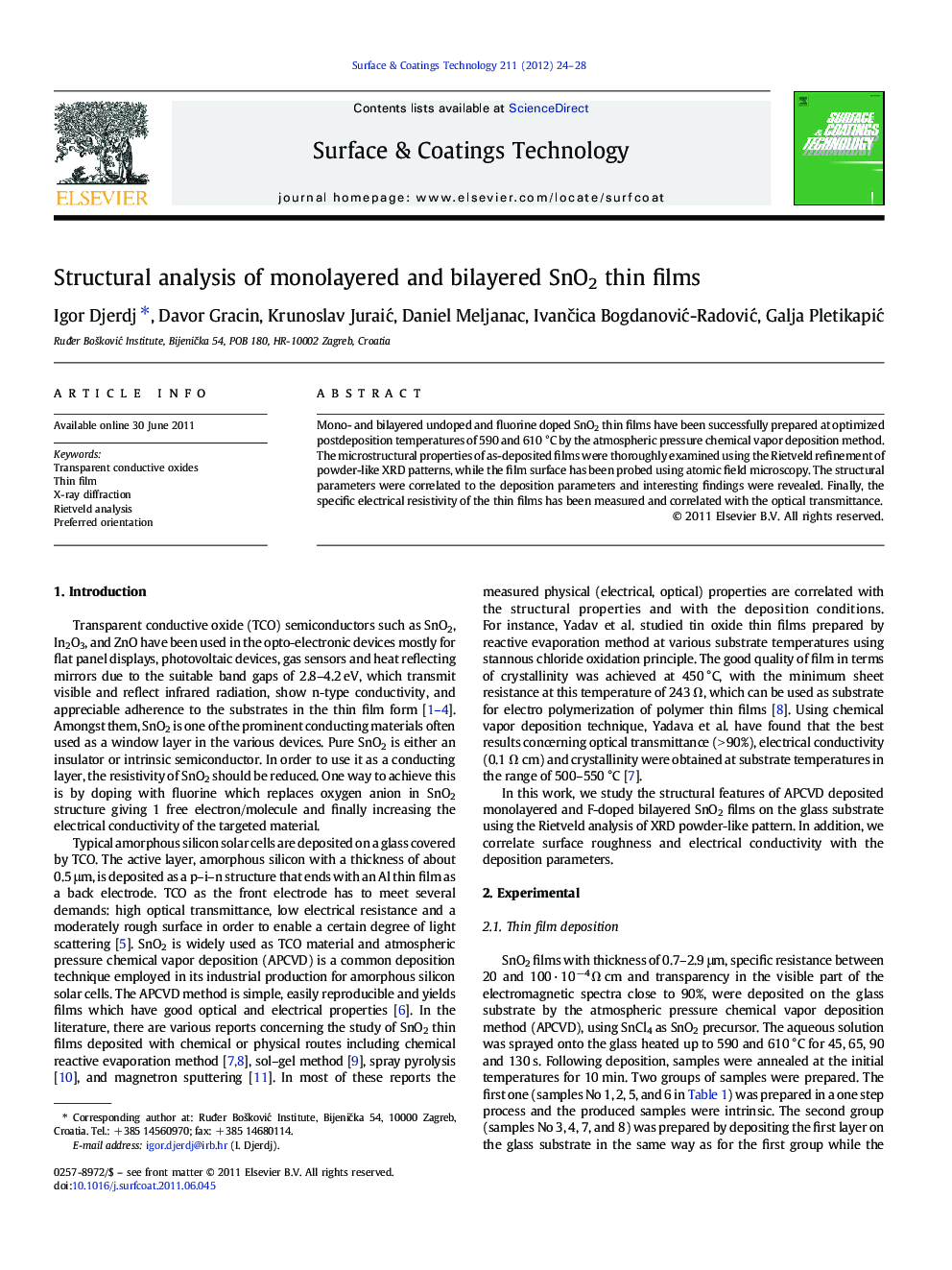 Structural analysis of monolayered and bilayered SnO2 thin films