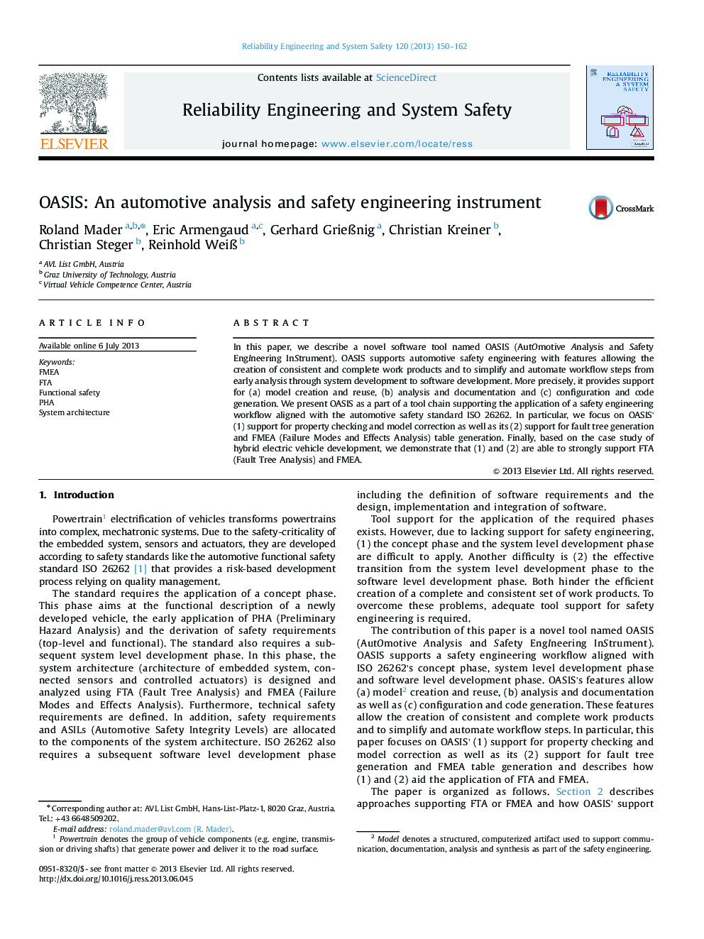 OASIS: An automotive analysis and safety engineering instrument