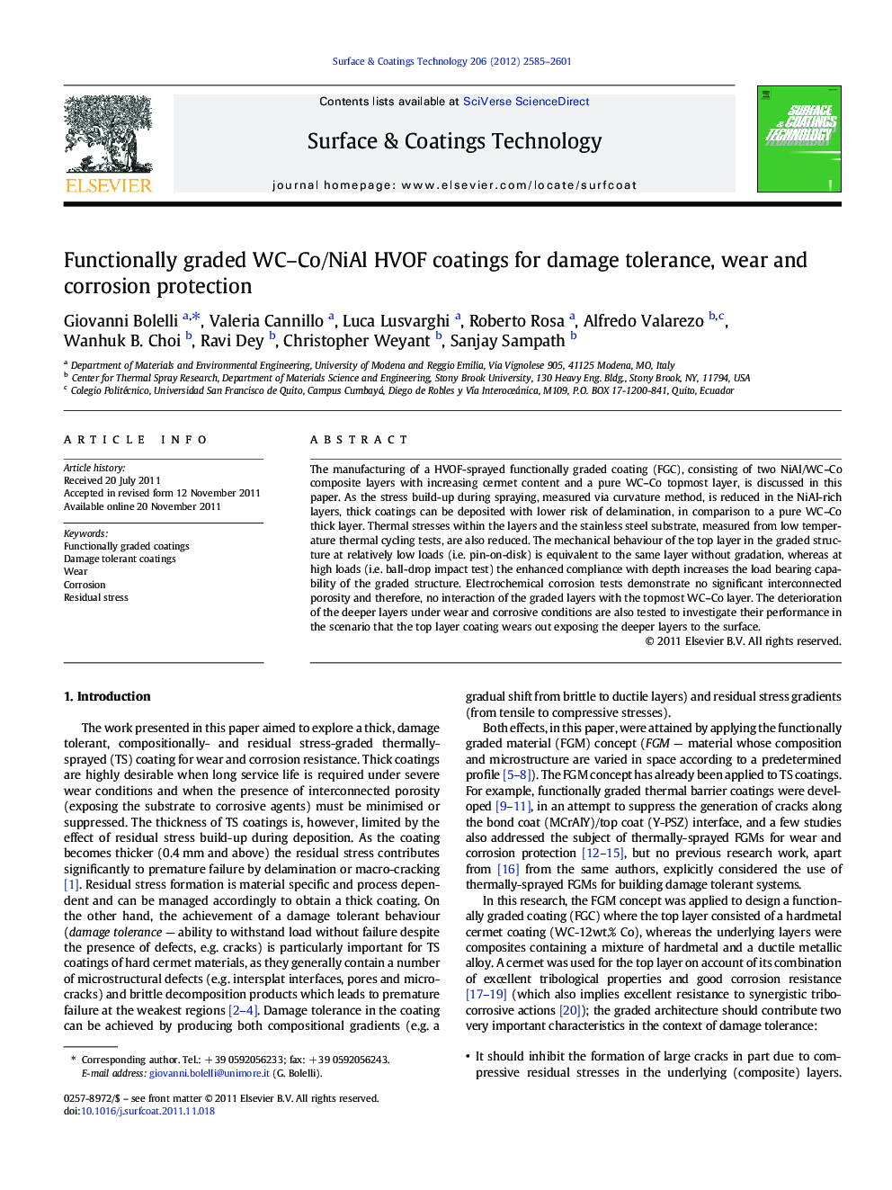 Functionally graded WC-Co/NiAl HVOF coatings for damage tolerance, wear and corrosion protection