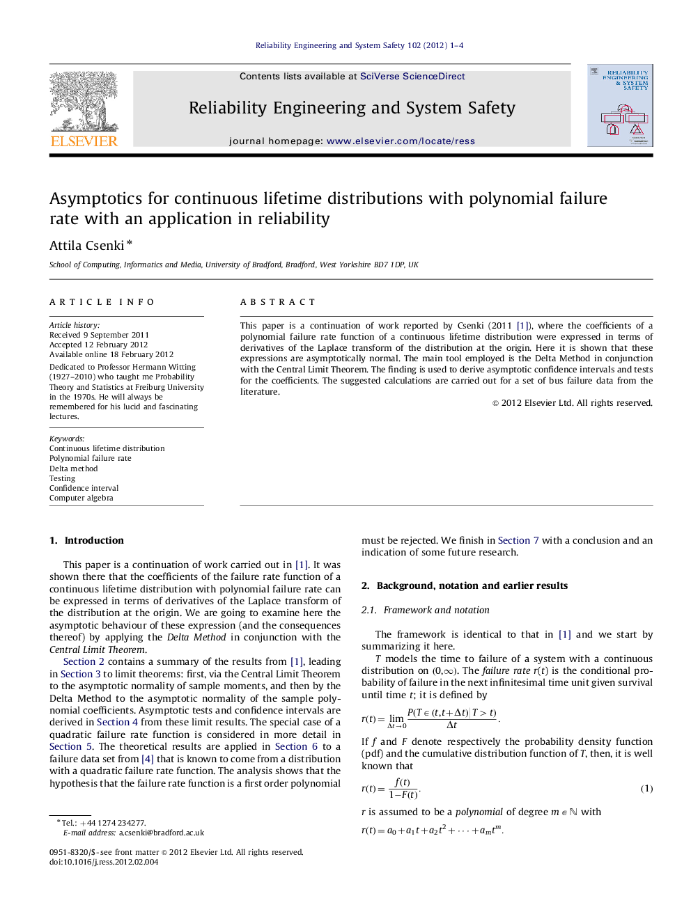 Asymptotics for continuous lifetime distributions with polynomial failure rate with an application in reliability