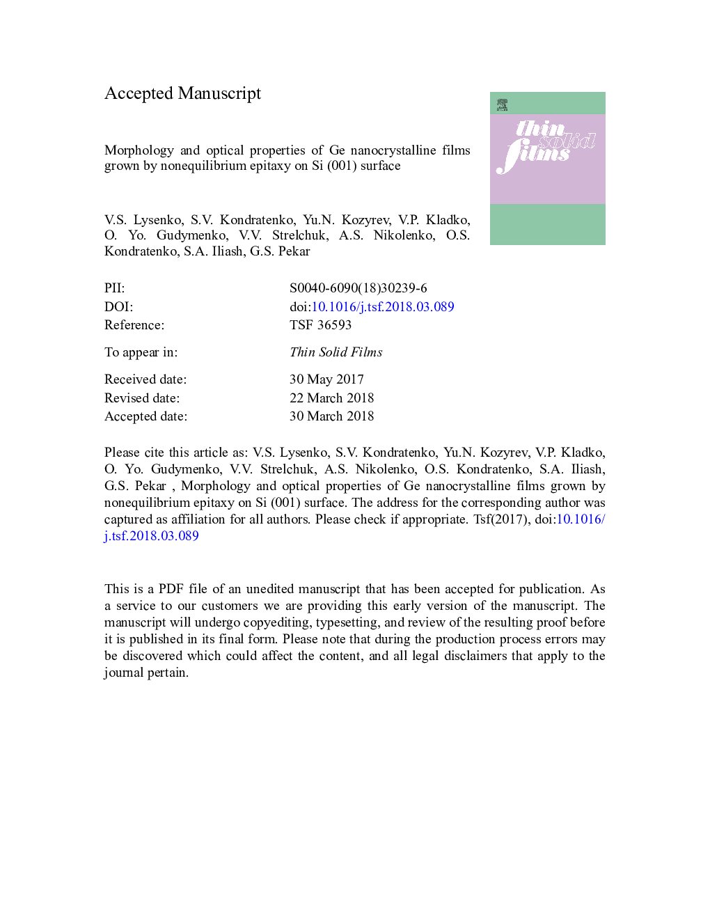 Morphology and optical properties of Ge nanocrystalline films grown by nonequilibrium epitaxy on Si (001) surface