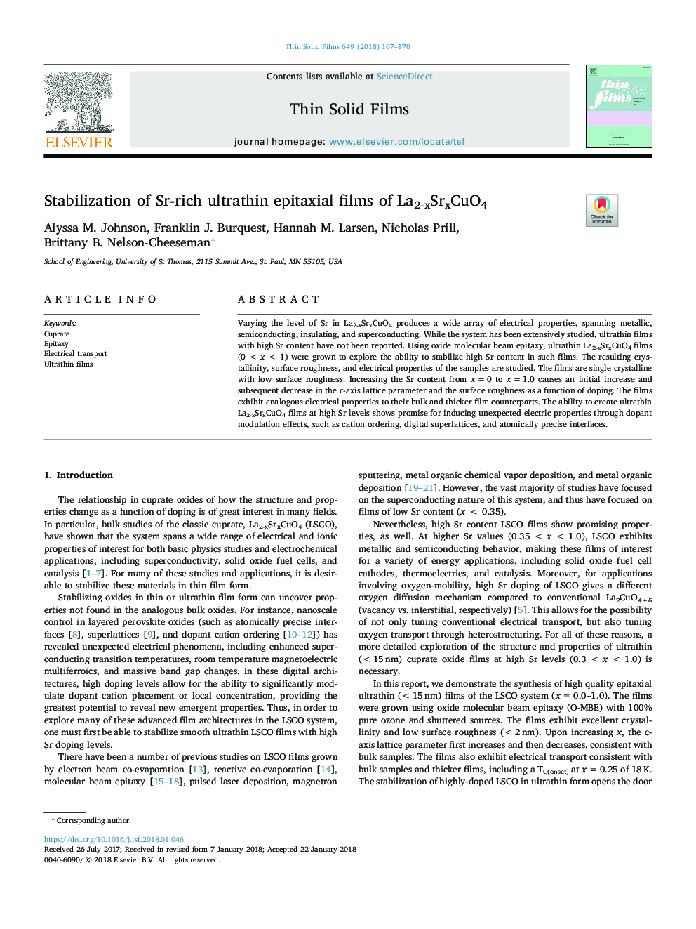 Stabilization of Sr-rich ultrathin epitaxial films of La2-xSrxCuO4