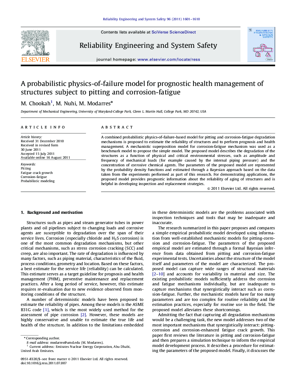 A probabilistic physics-of-failure model for prognostic health management of structures subject to pitting and corrosion-fatigue