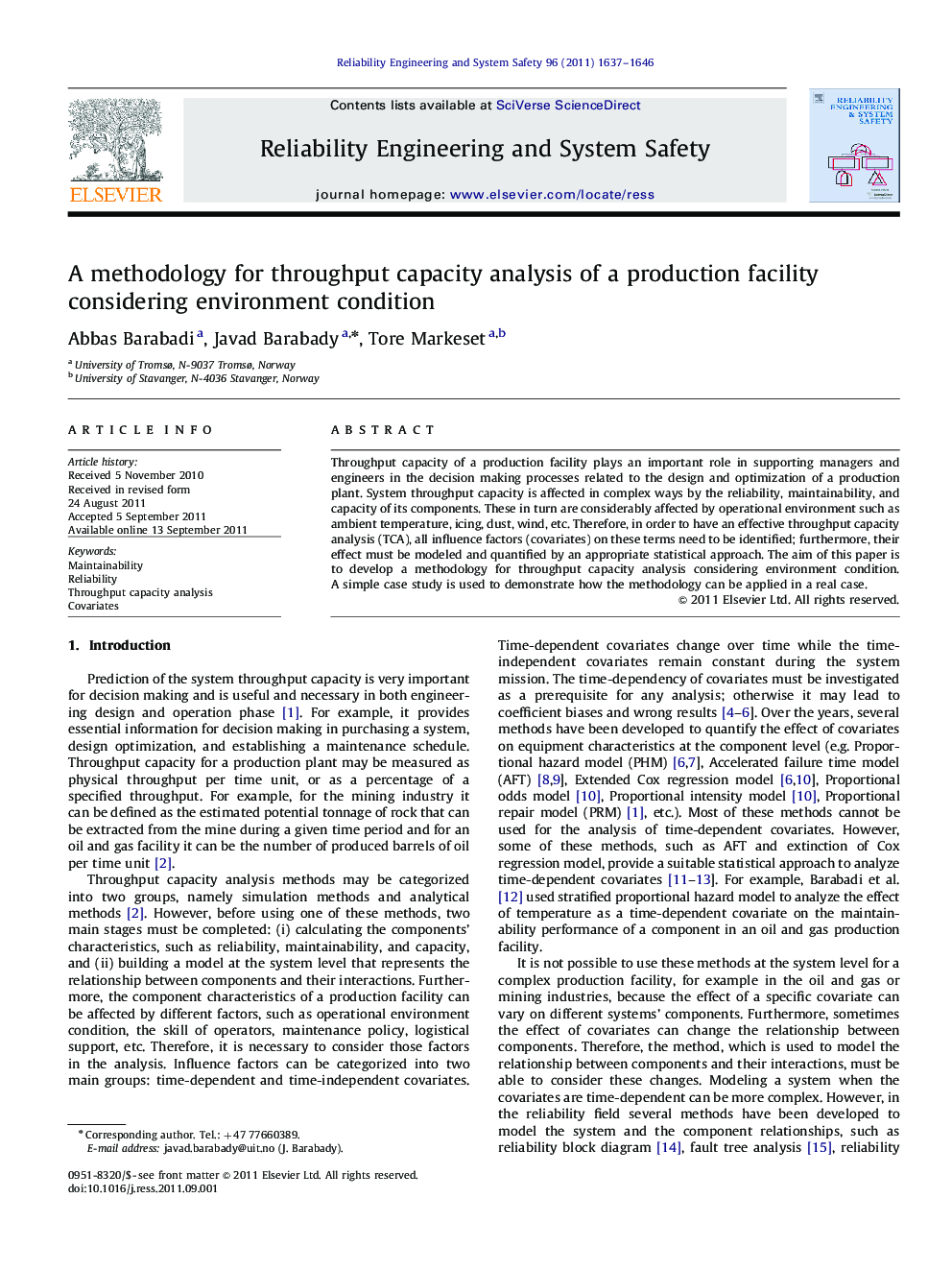 A methodology for throughput capacity analysis of a production facility considering environment condition