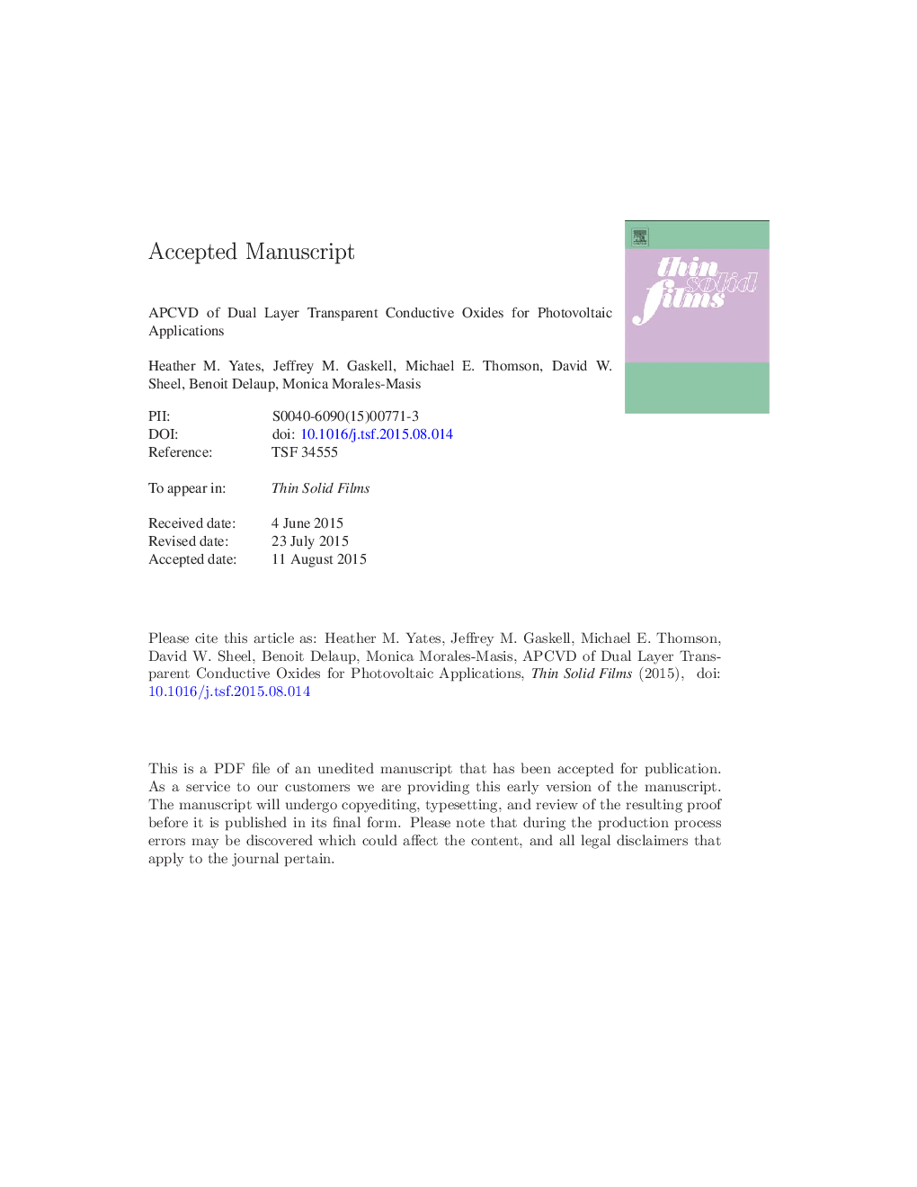 APCVD of dual layer transparent conductive oxides for photovoltaic applications