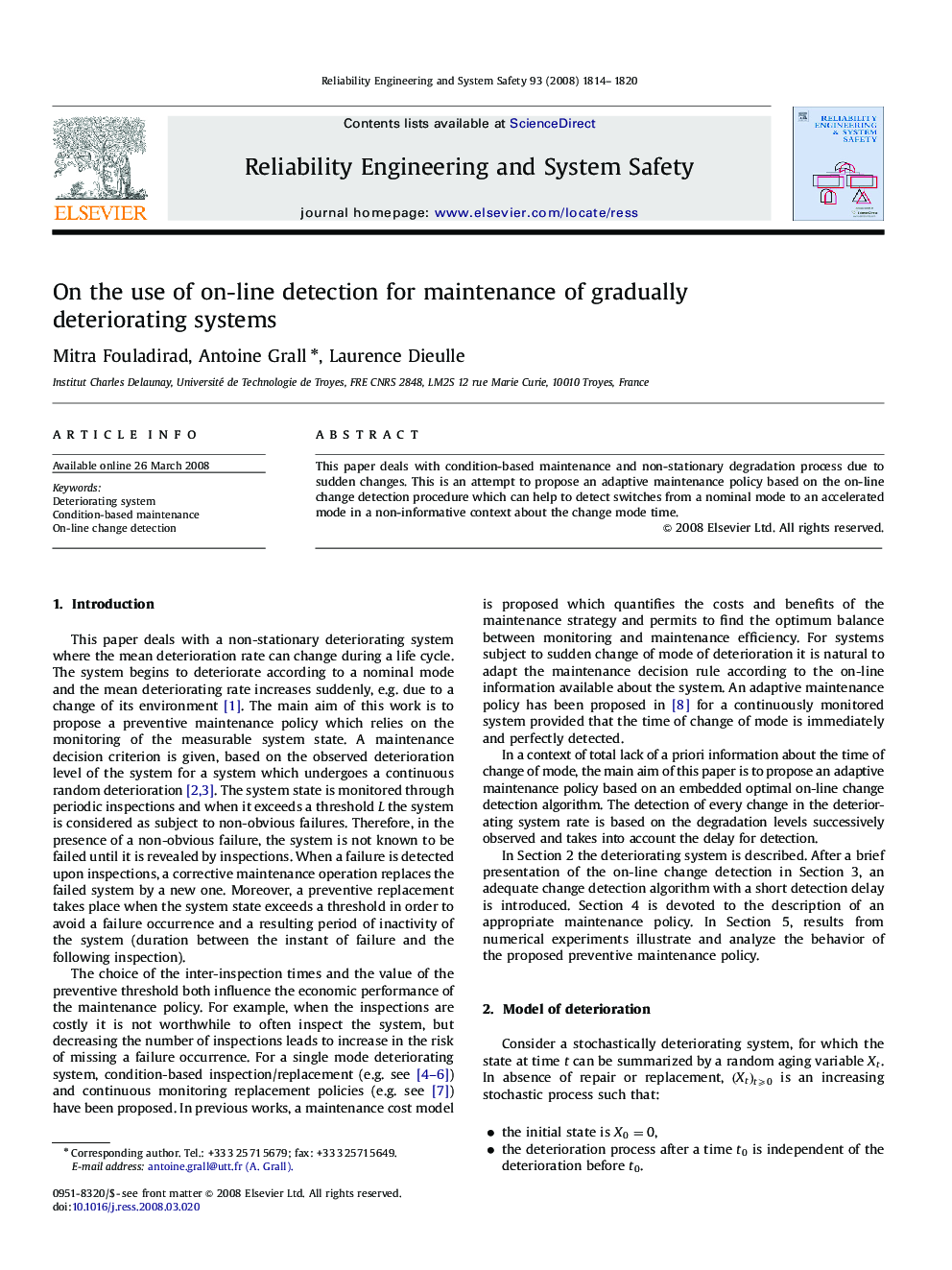 On the use of on-line detection for maintenance of gradually deteriorating systems