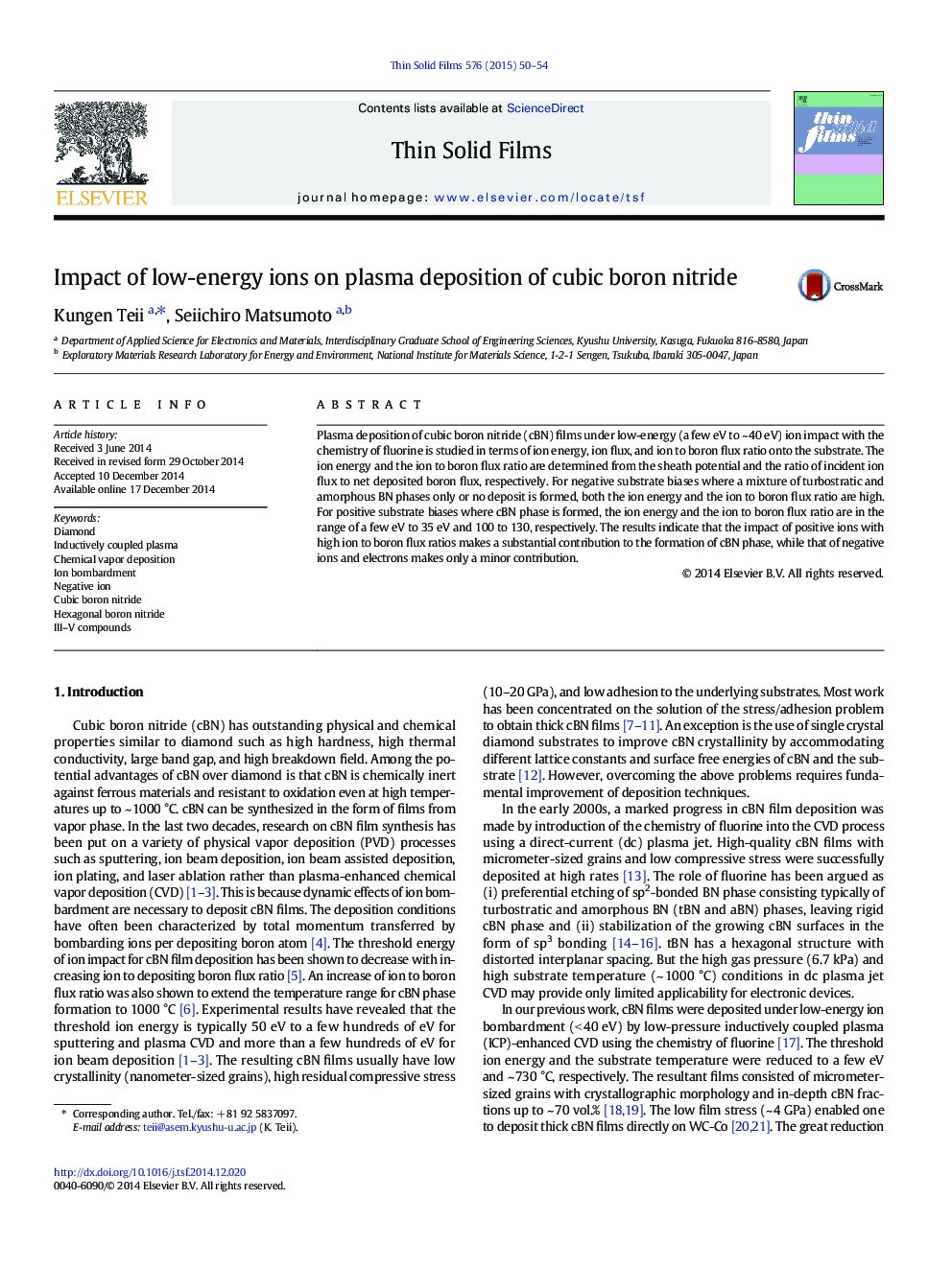 Impact of low-energy ions on plasma deposition of cubic boron nitride