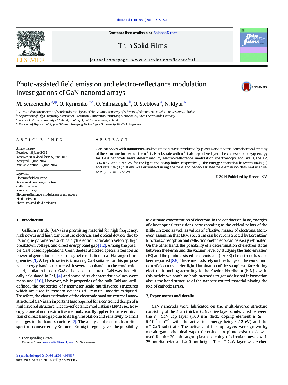 Photo-assisted field emission and electro-reflectance modulation investigations of GaN nanorod arrays