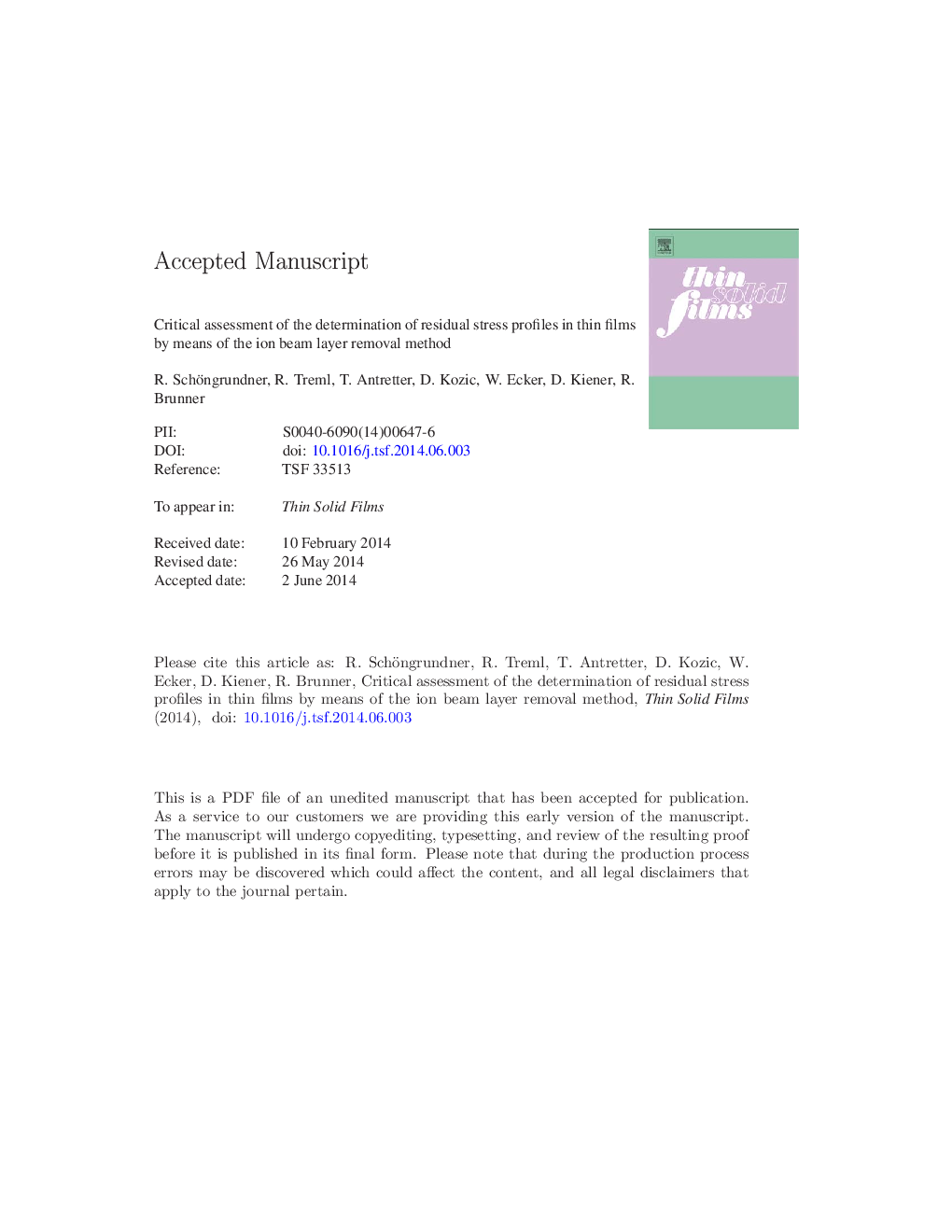 Critical assessment of the determination of residual stress profiles in thin films by means of the ion beam layer removal method