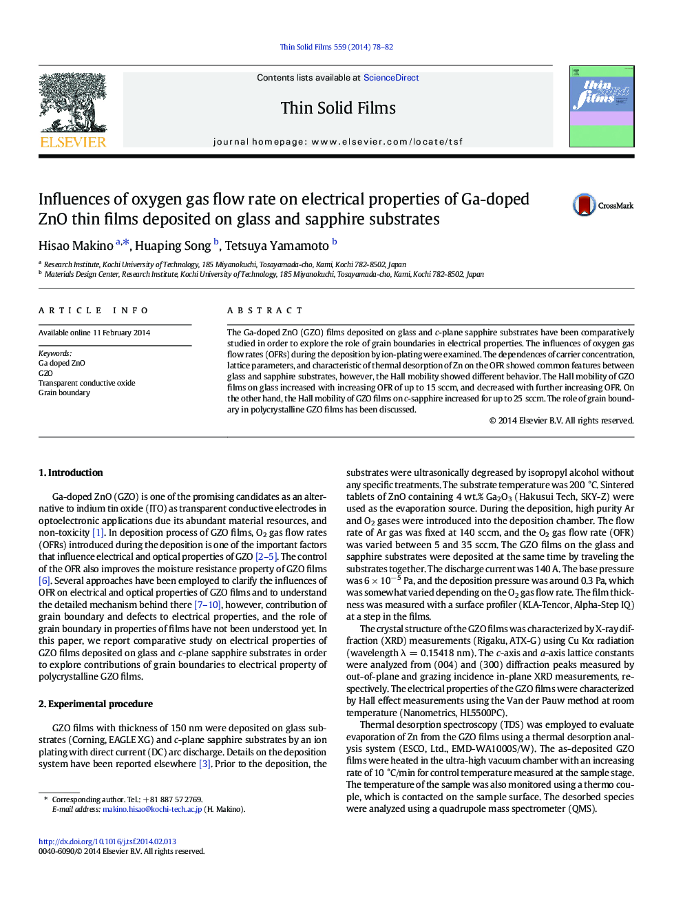 Influences of oxygen gas flow rate on electrical properties of Ga-doped ZnO thin films deposited on glass and sapphire substrates