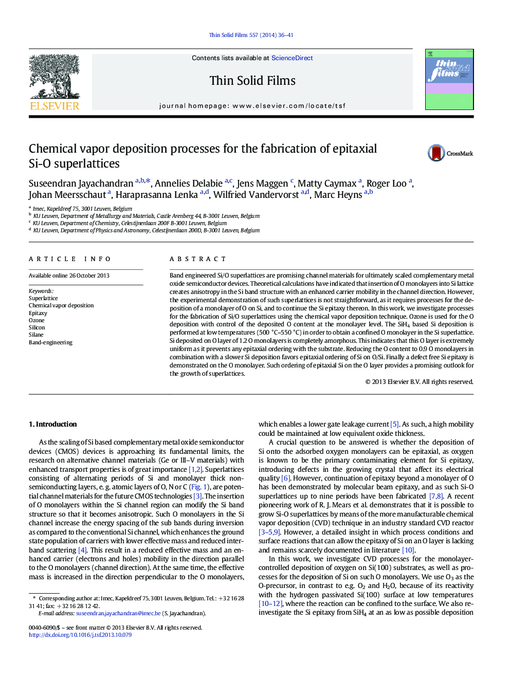 Chemical vapor deposition processes for the fabrication of epitaxial Si-O superlattices