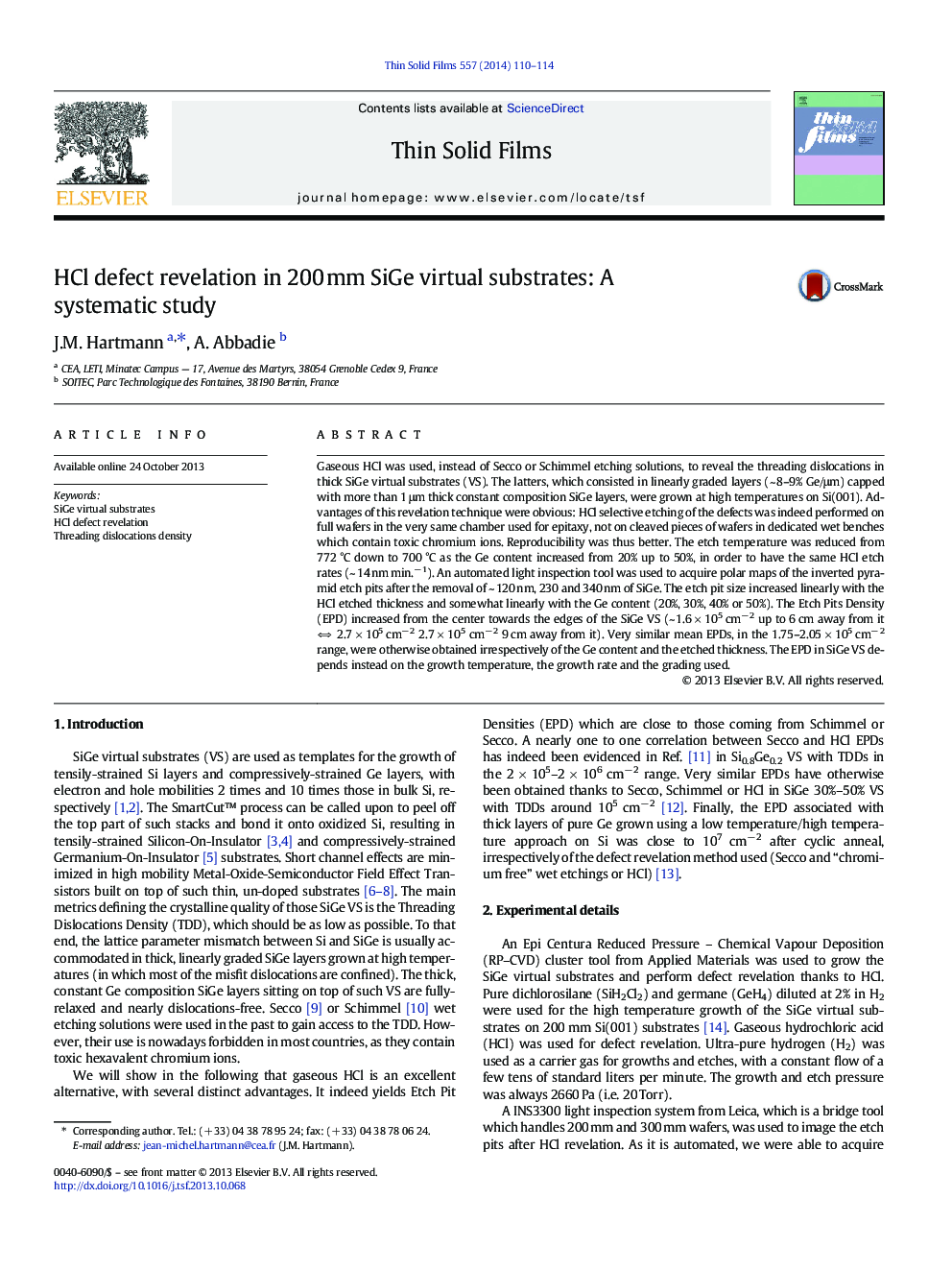 HCl defect revelation in 200Â mm SiGe virtual substrates: A systematic study