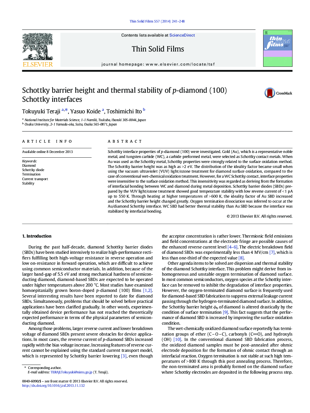 Schottky barrier height and thermal stability of p-diamond (100) Schottky interfaces