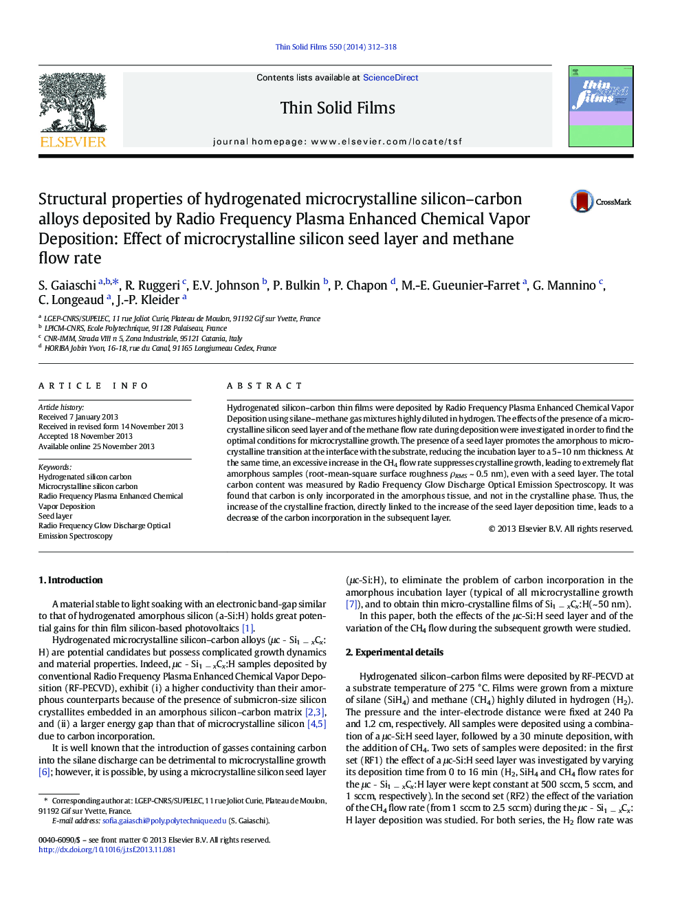 Structural properties of hydrogenated microcrystalline silicon-carbon alloys deposited by Radio Frequency Plasma Enhanced Chemical Vapor Deposition: Effect of microcrystalline silicon seed layer and methane flow rate