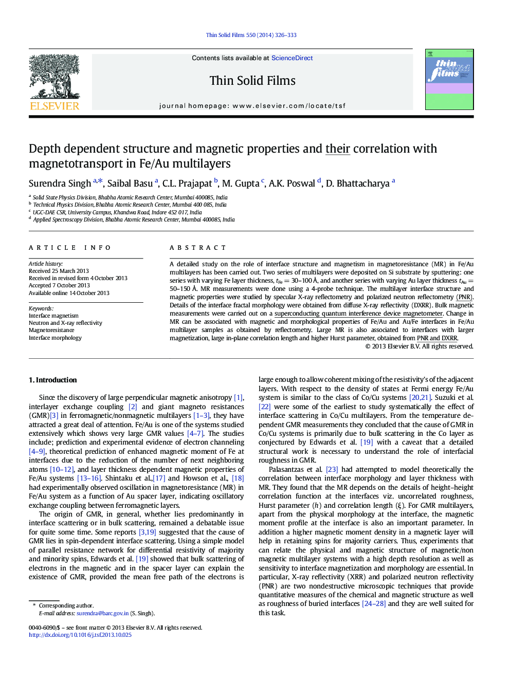 Depth dependent structure and magnetic properties and their correlation with magnetotransport in Fe/Au multilayers