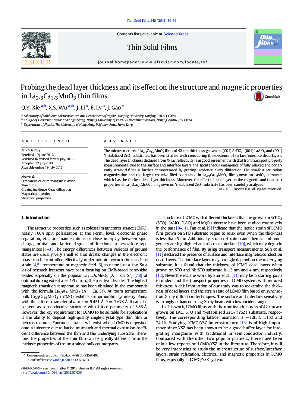 Probing the dead layer thickness and its effect on the structure and magnetic properties in La2/3Ca1/3MnO3 thin films