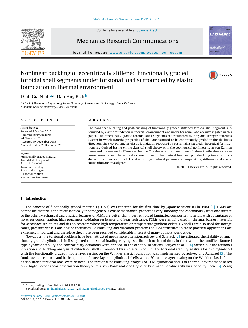 Nonlinear buckling of eccentrically stiffened functionally graded toroidal shell segments under torsional load surrounded by elastic foundation in thermal environment