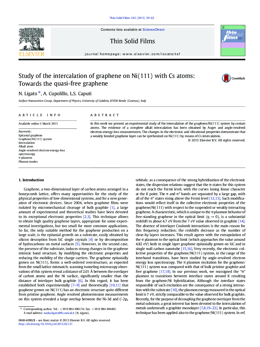 Study of the intercalation of graphene on Ni(111) with Cs atoms: Towards the quasi-free graphene