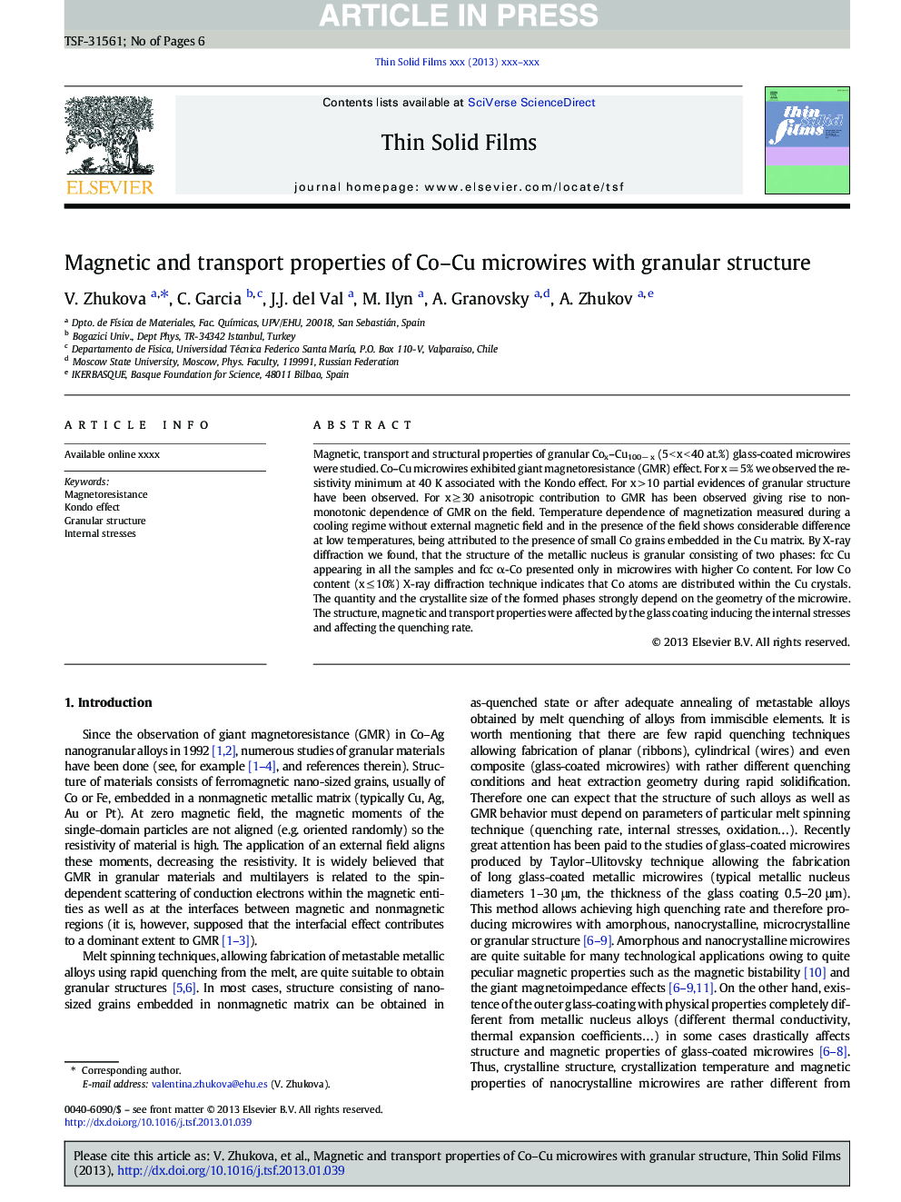 Magnetic and transport properties of Co-Cu microwires with granular structure