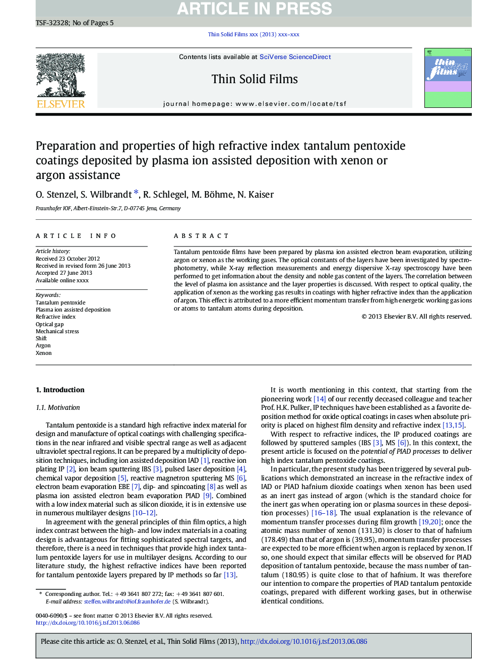 Preparation and properties of high refractive index tantalum pentoxide coatings deposited by plasma ion assisted deposition with xenon or argon assistance