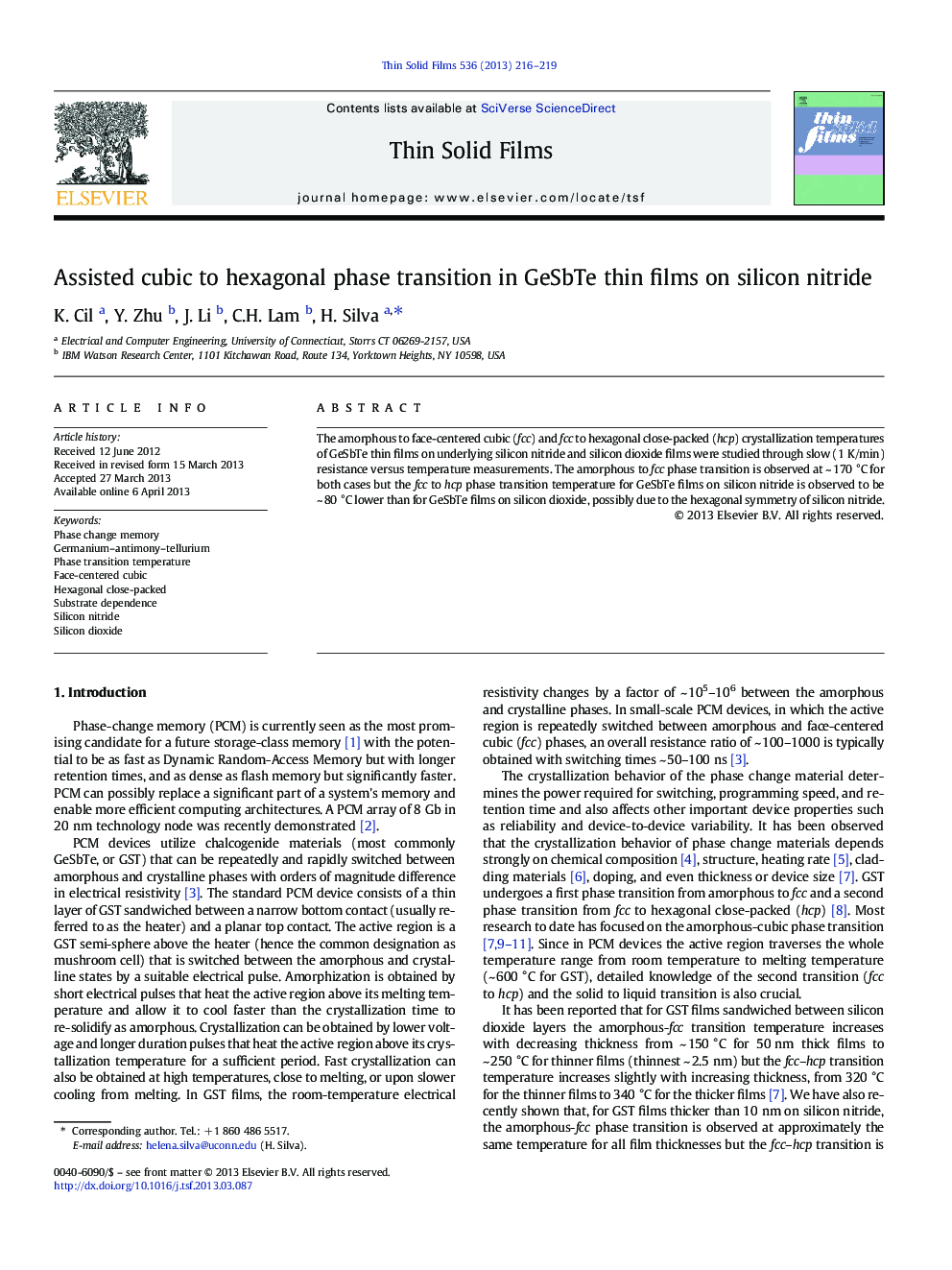 Assisted cubic to hexagonal phase transition in GeSbTe thin films on silicon nitride