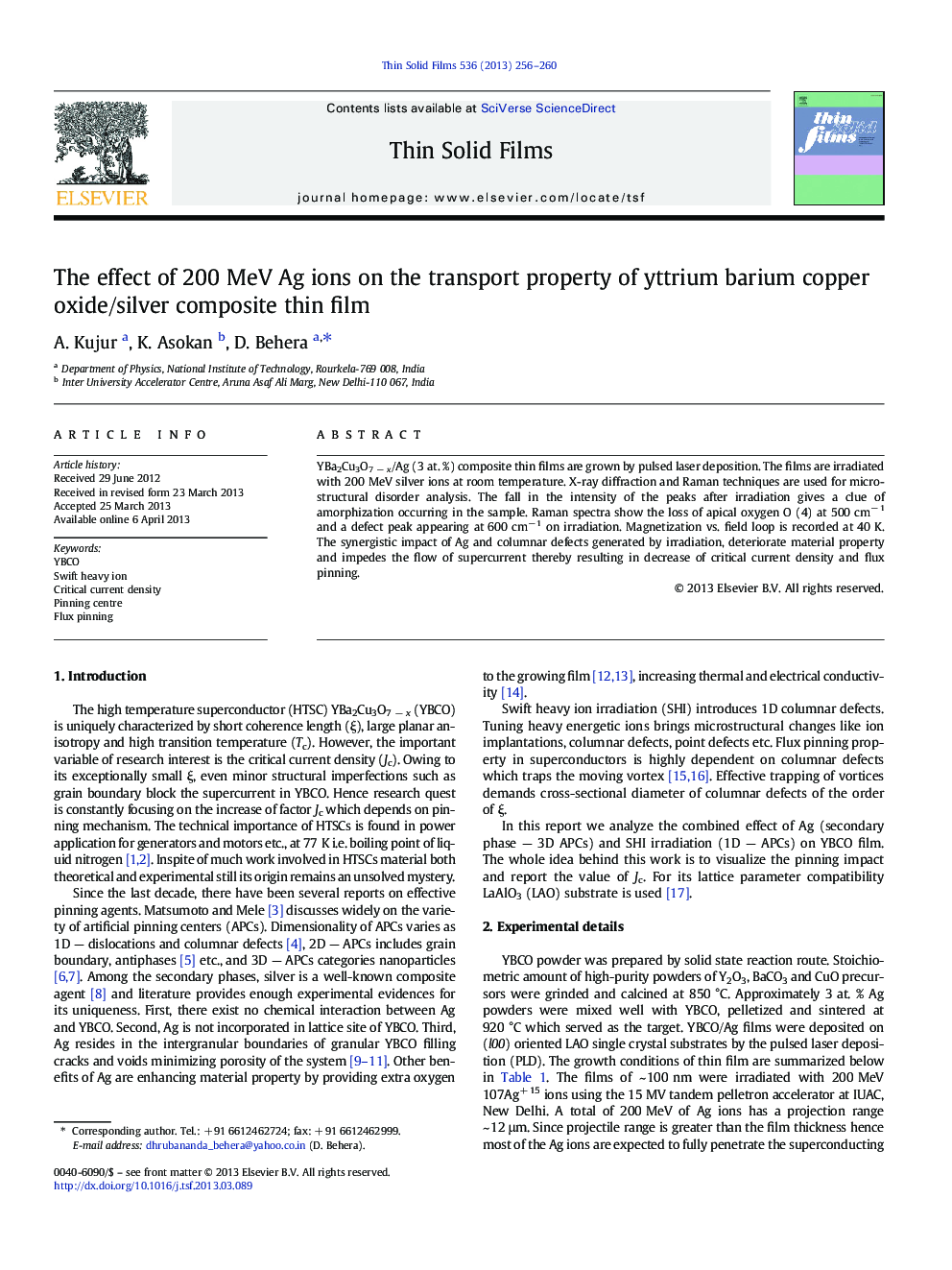 The effect of 200Â MeV Ag ions on the transport property of yttrium barium copper oxide/silver composite thin film