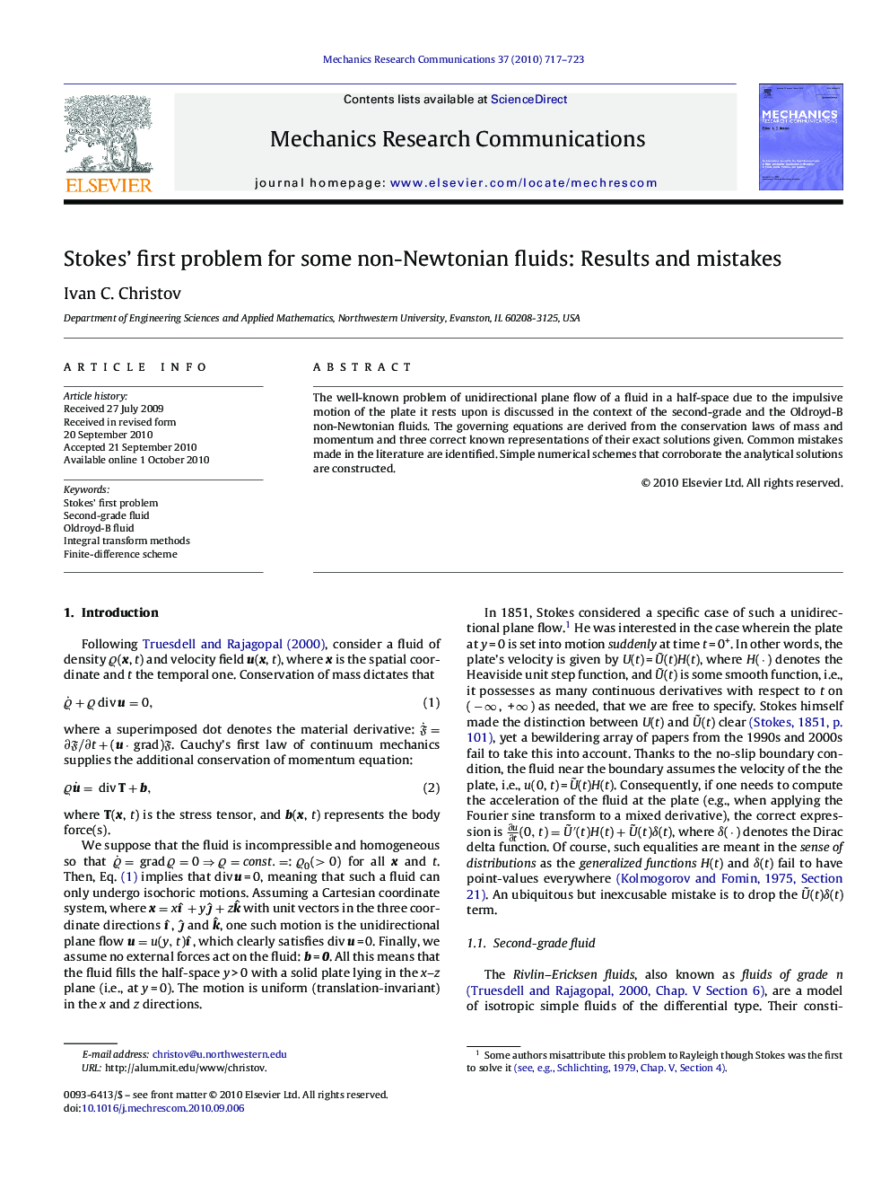 Stokes’ first problem for some non-Newtonian fluids: Results and mistakes