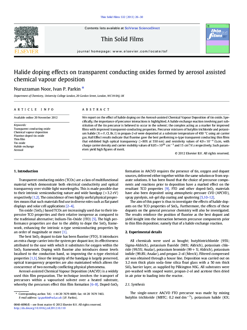 Halide doping effects on transparent conducting oxides formed by aerosol assisted chemical vapour deposition