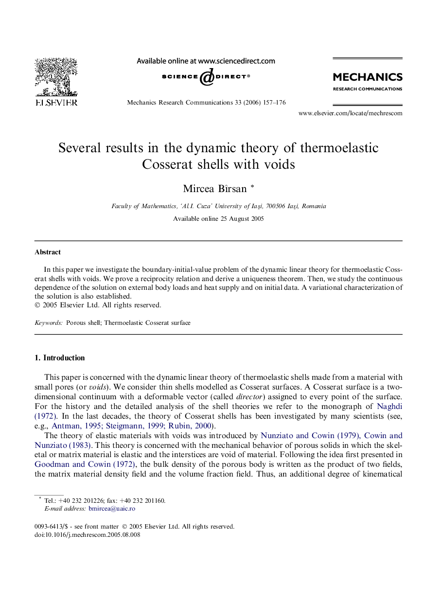 Several results in the dynamic theory of thermoelastic Cosserat shells with voids