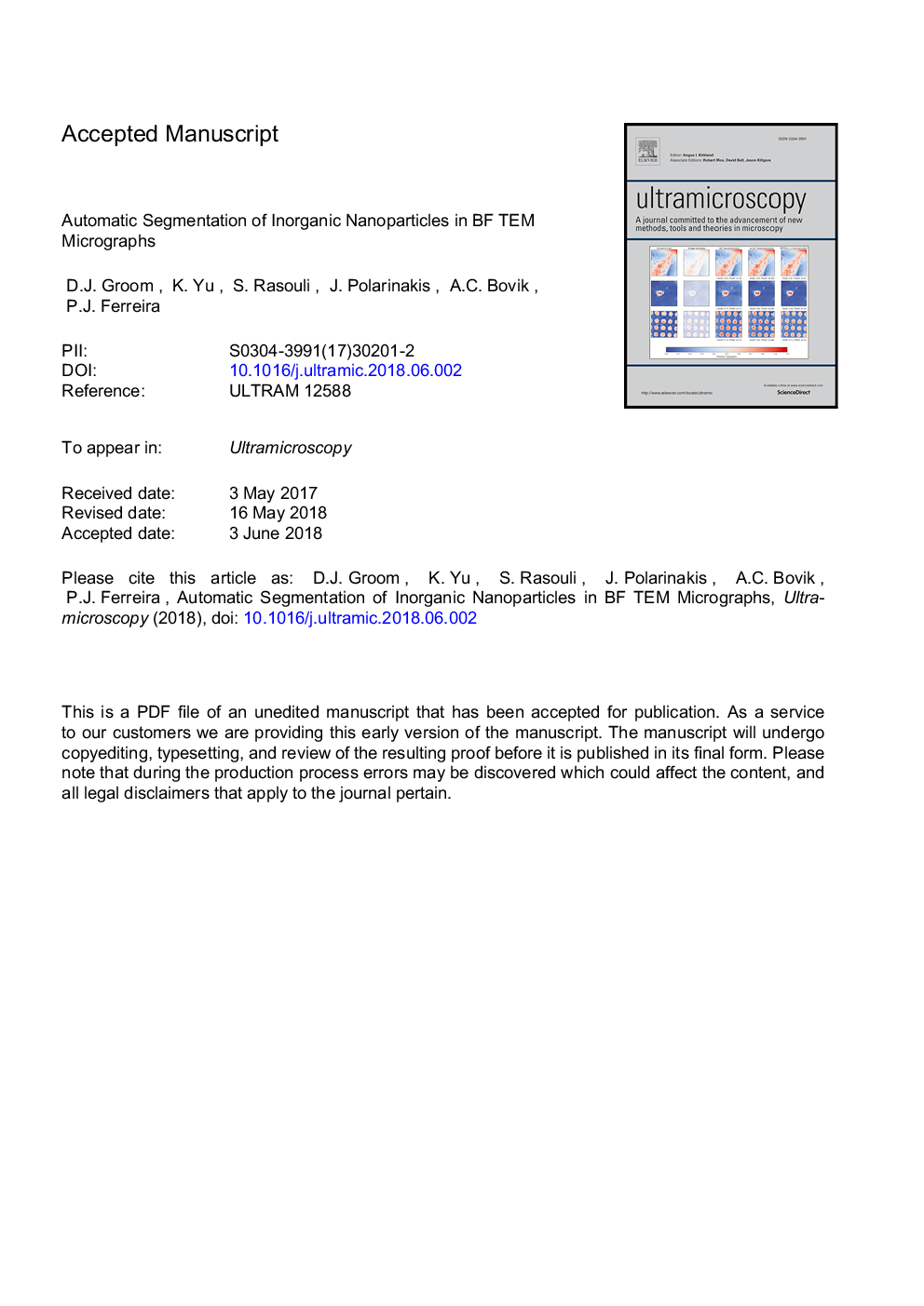 Automatic segmentation of inorganic nanoparticles in BF TEM micrographs