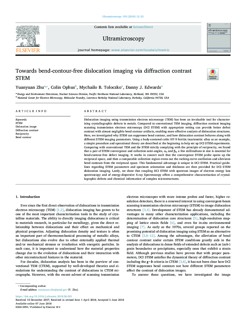 Towards bend-contour-free dislocation imaging via diffraction contrast STEM