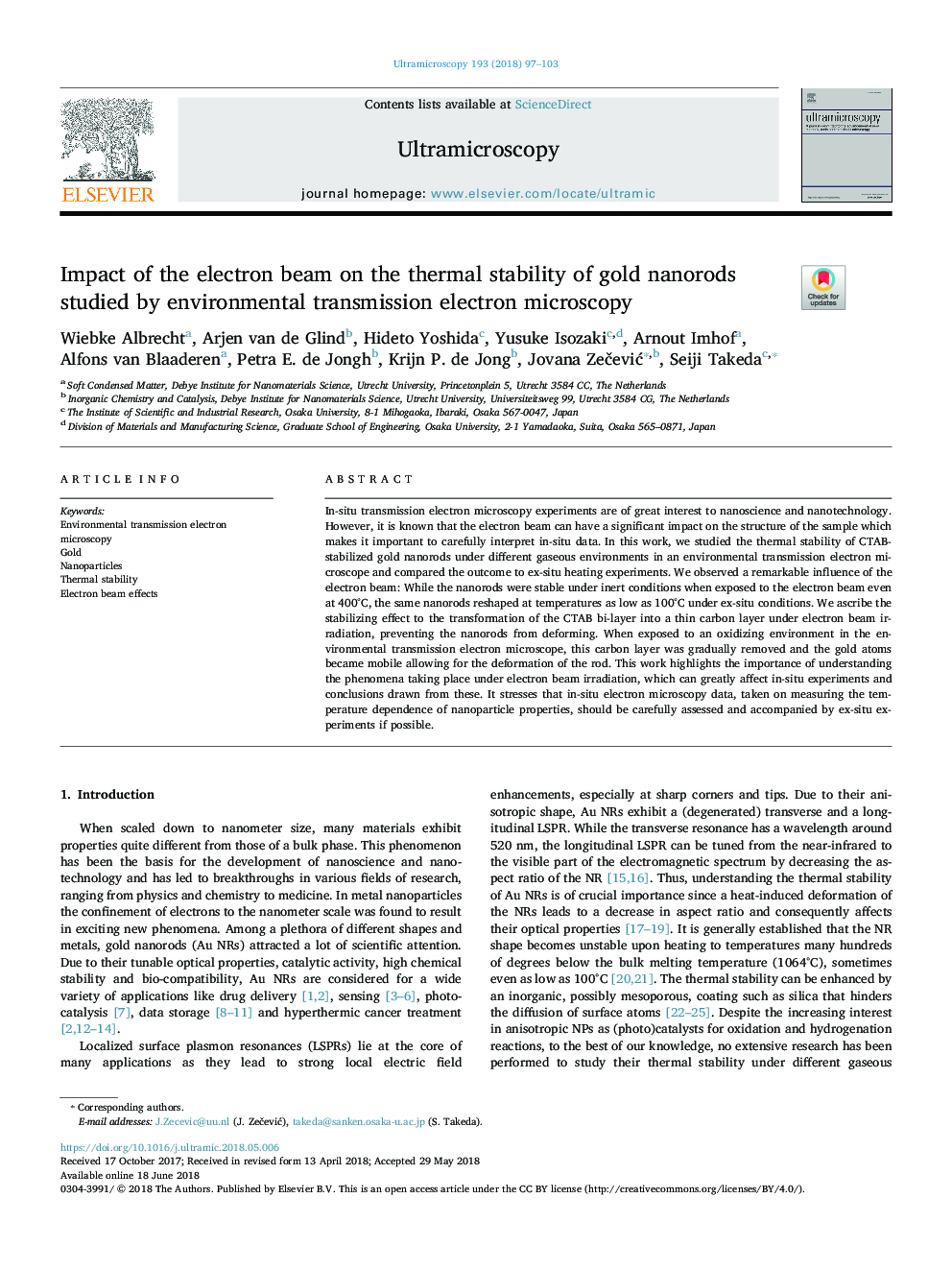 اثر پرتو الکترون بر پایداری حرارتی نانوسایل طلا توسط میکروسکوپ الکترونی انتقال محیطی مورد مطالعه قرار گرفت 