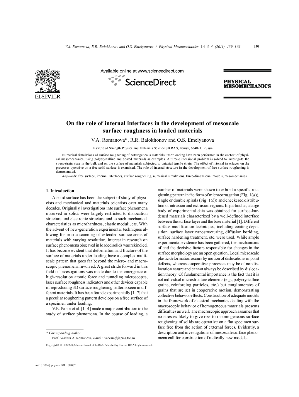 On the role of internal interfaces in the development of mesoscale surface roughness in loaded materials
