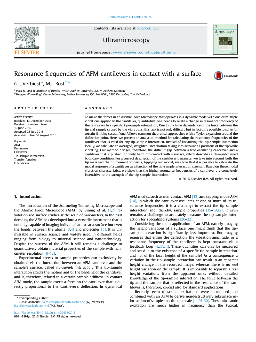 Resonance frequencies of AFM cantilevers in contact with a surface