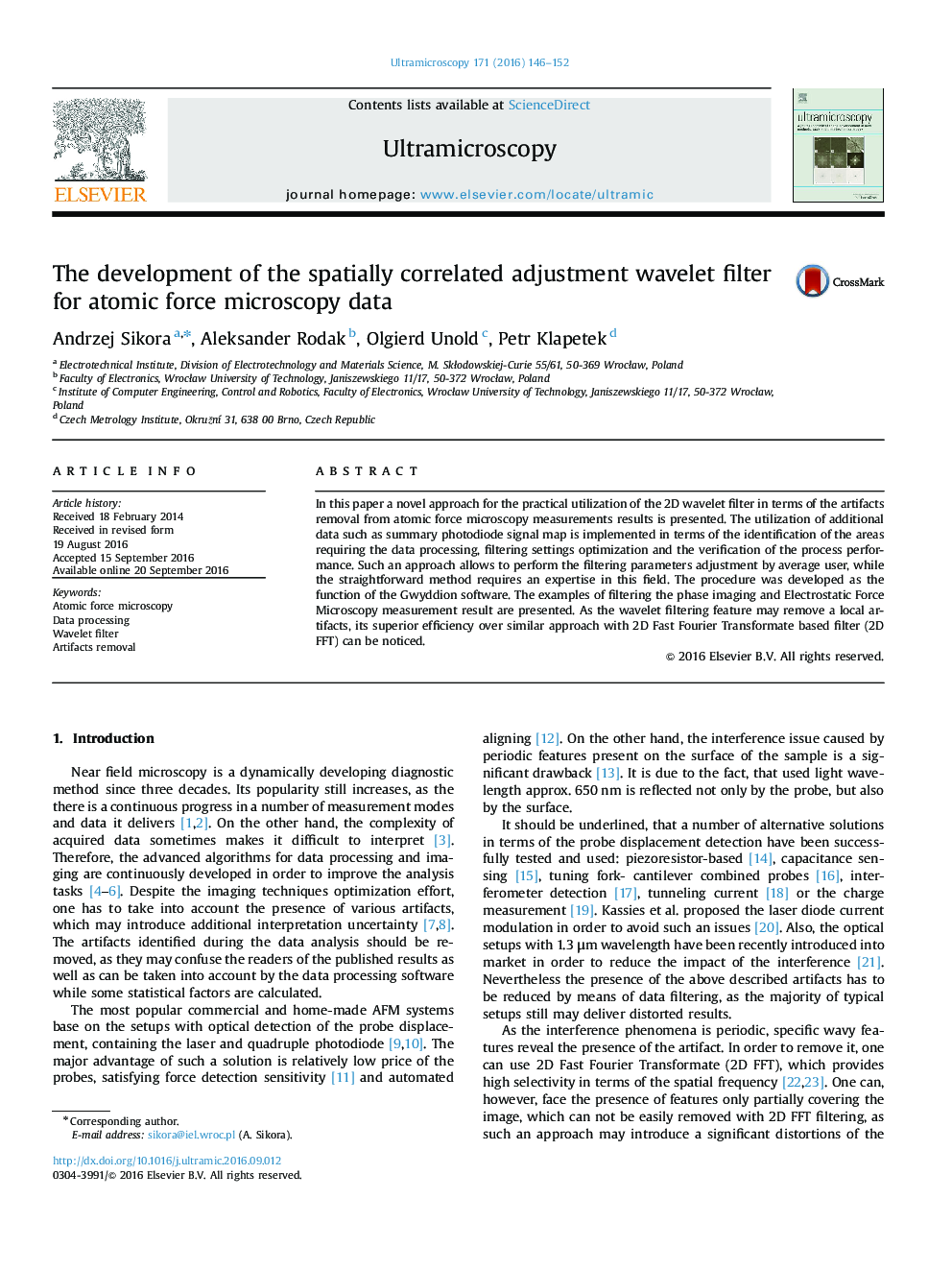 The development of the spatially correlated adjustment wavelet filter for atomic force microscopy data