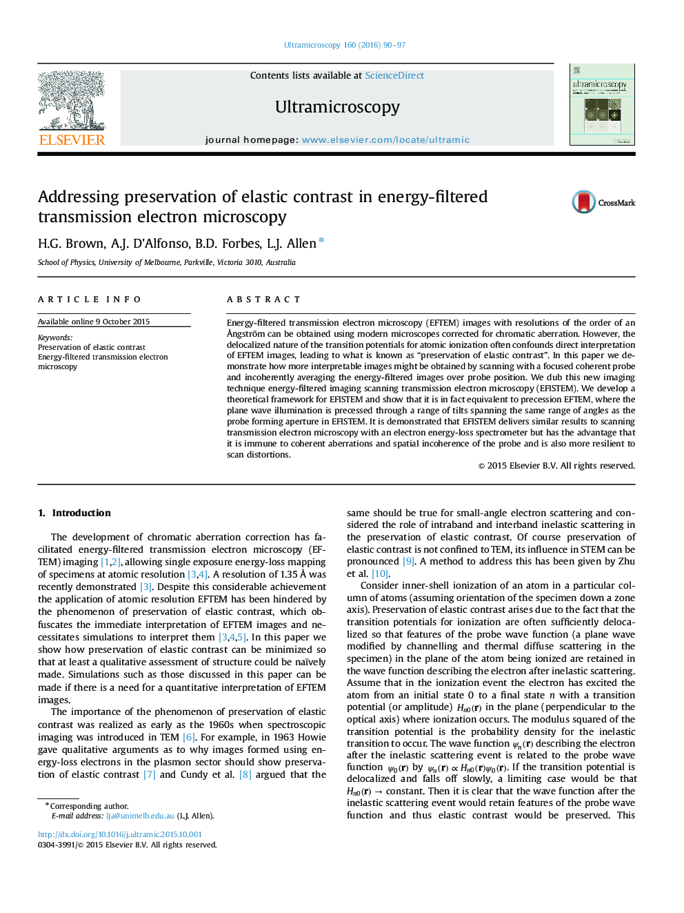 Addressing preservation of elastic contrast in energy-filtered transmission electron microscopy