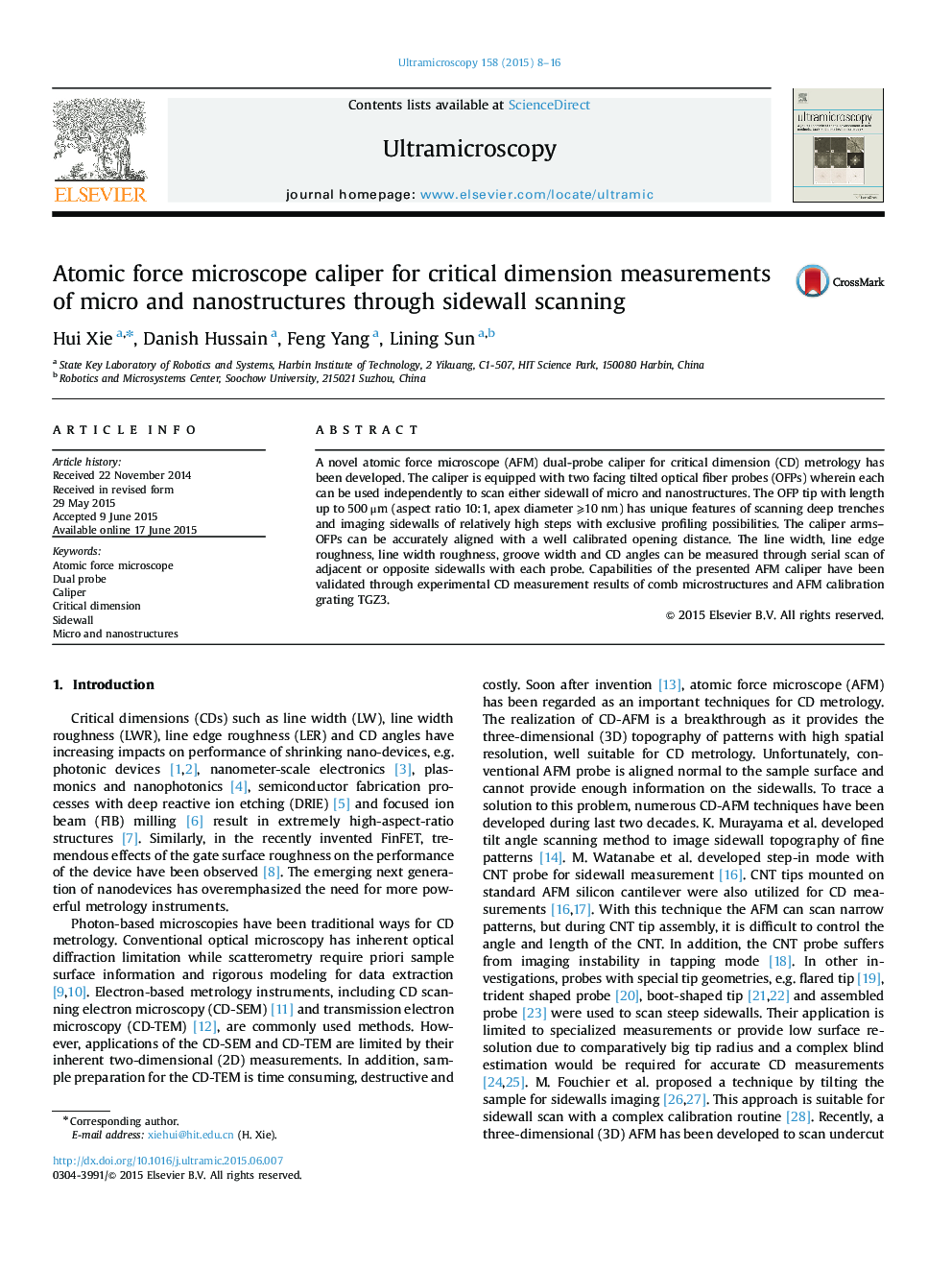 Atomic force microscope caliper for critical dimension measurements of micro and nanostructures through sidewall scanning