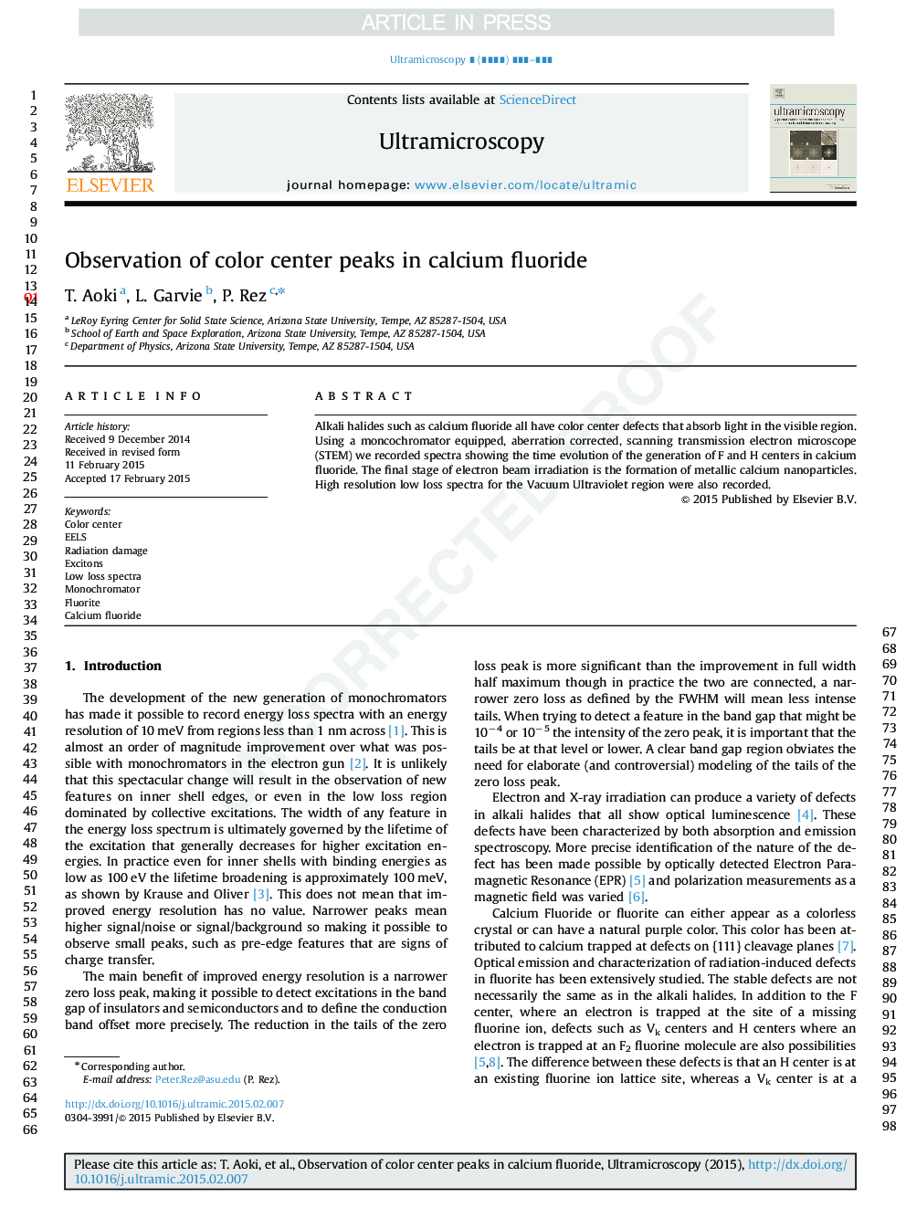 Observation of color center peaks in calcium fluoride